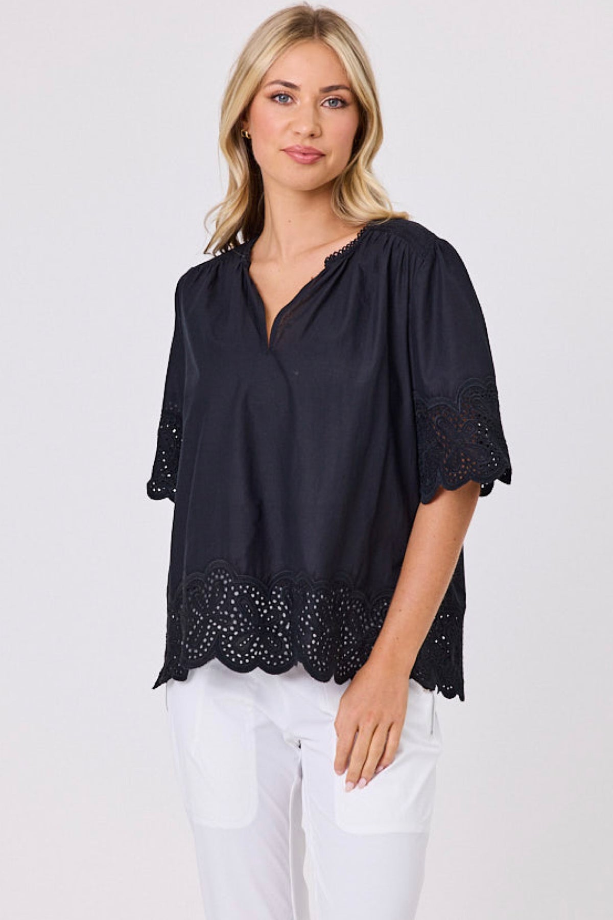 Guipure Top Black - PREORDER DELIVERY MID SEPT