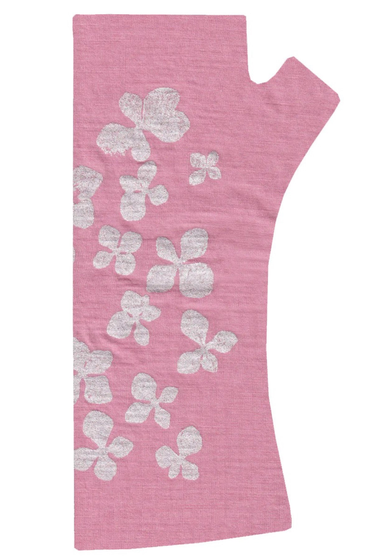 Pink Hydrangea Merino Fingerless Gloves