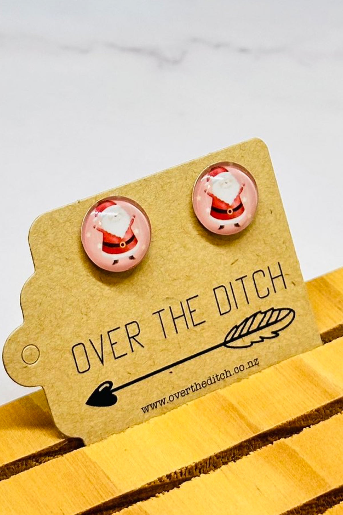 Pink Santa Studs