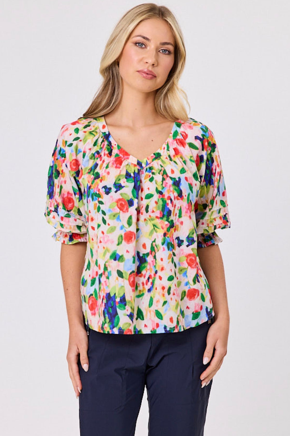 Monet Top Red Floral - PREORDER DELIVERY MID SEPT