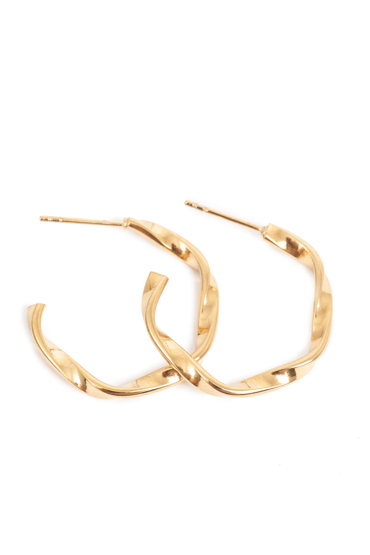 _W_Earring 25mm Curled Steel Gold