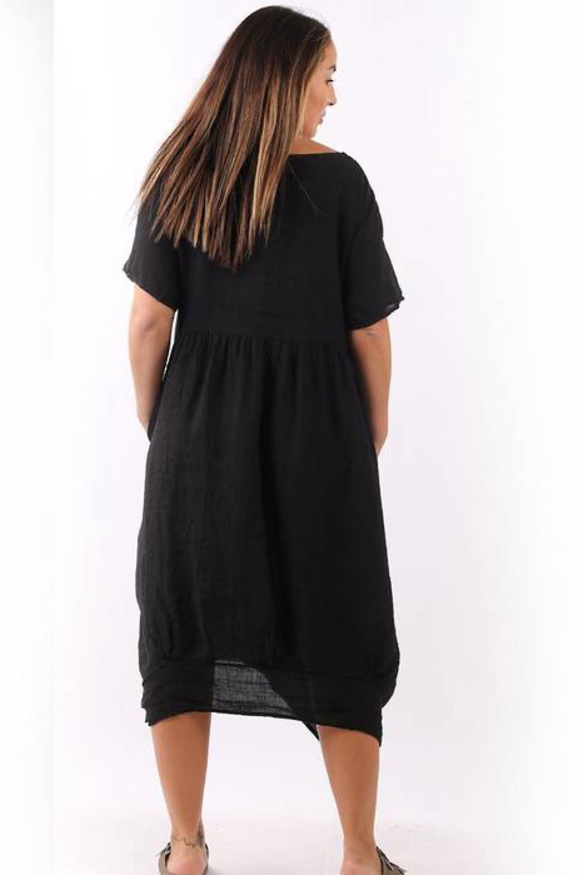 Mila Linen Dress Black