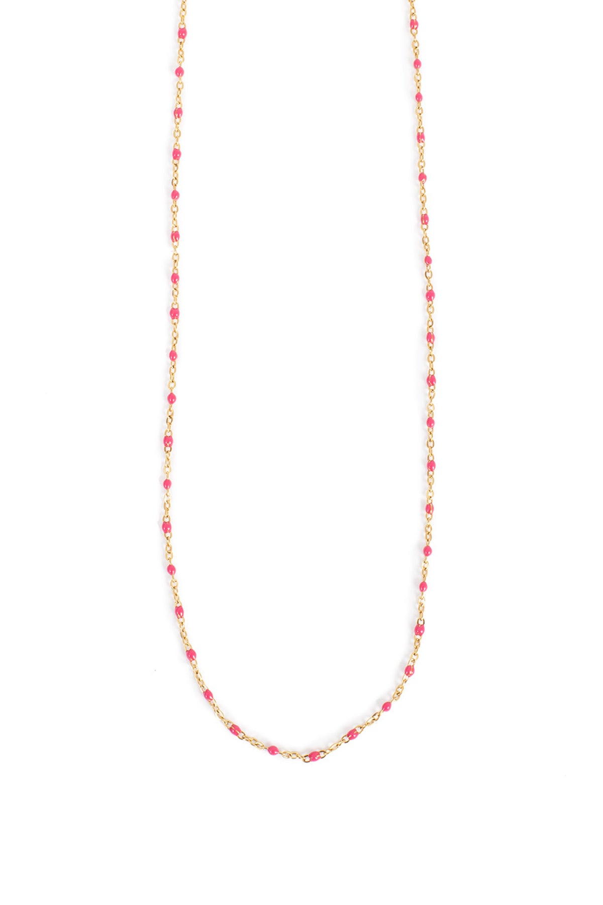 Short Chain Fuchsia Enamel Necklace