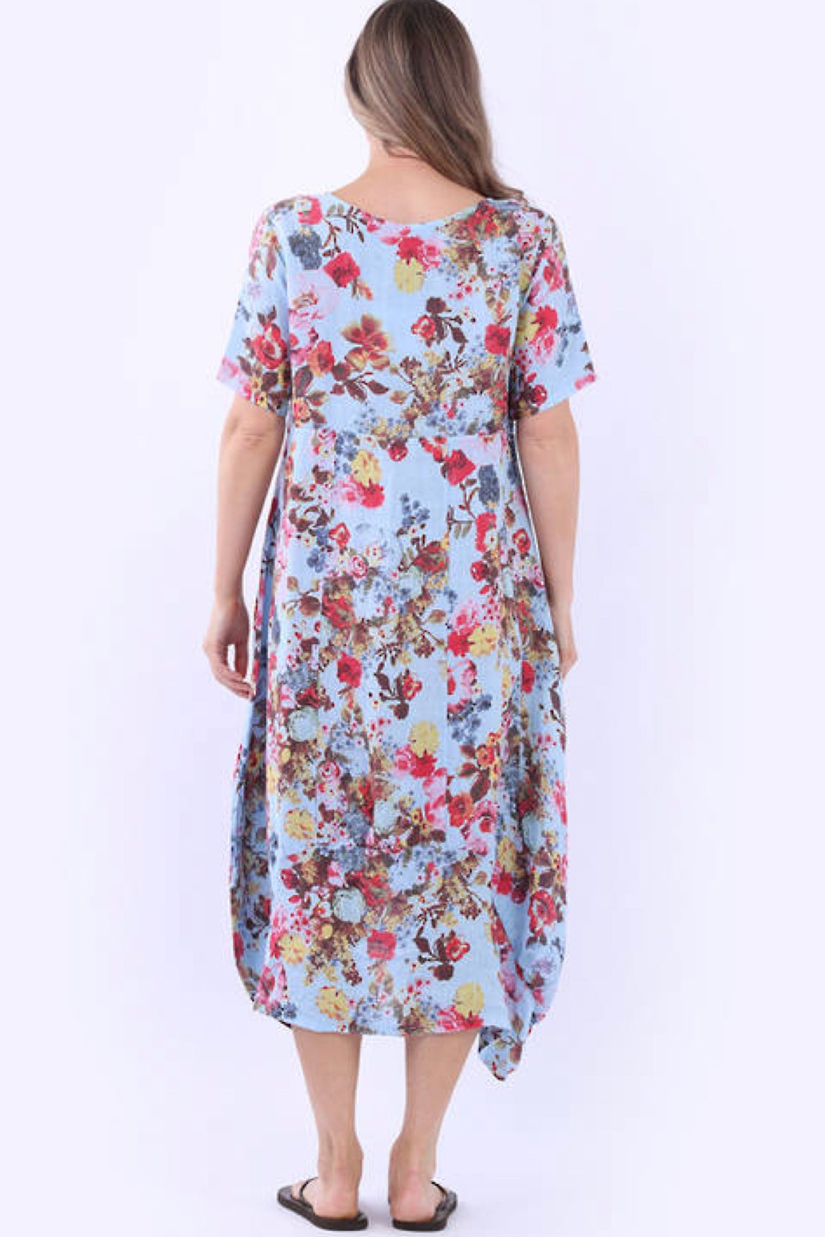 Eve Meadow Bloom Linen Dress Blue