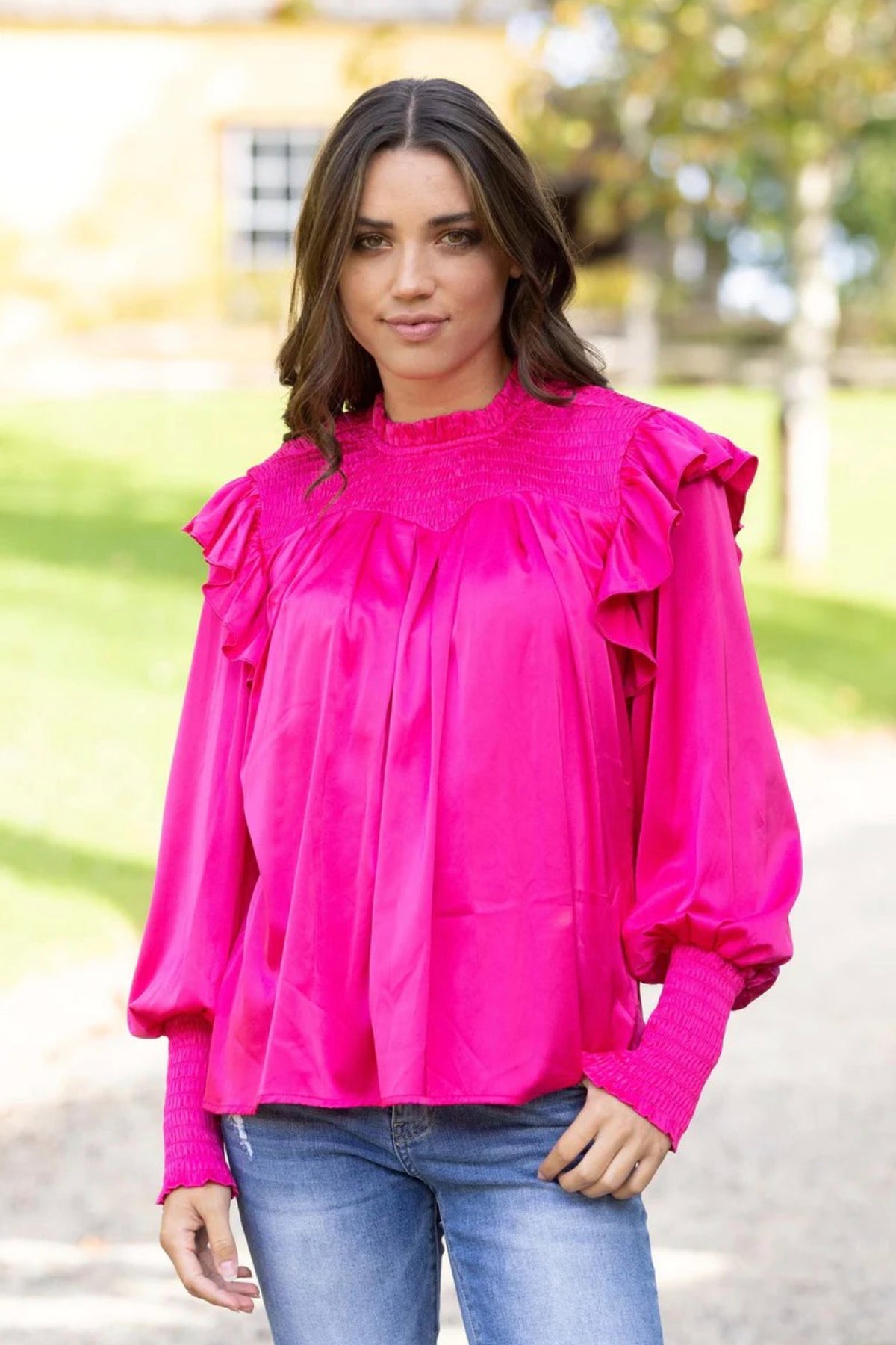 Delilah Blouse Hot Pink