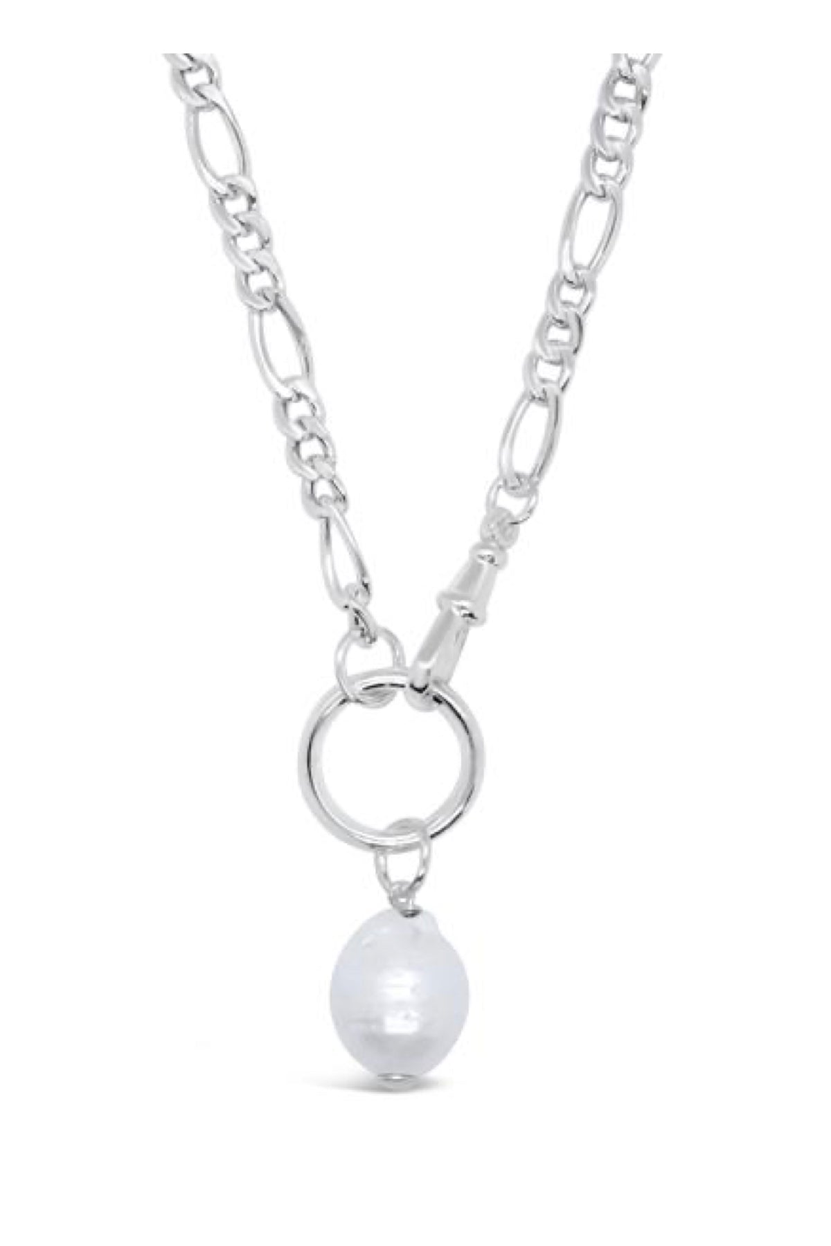 Figaro Chain With Ring Centrepiece Pearl Pendant