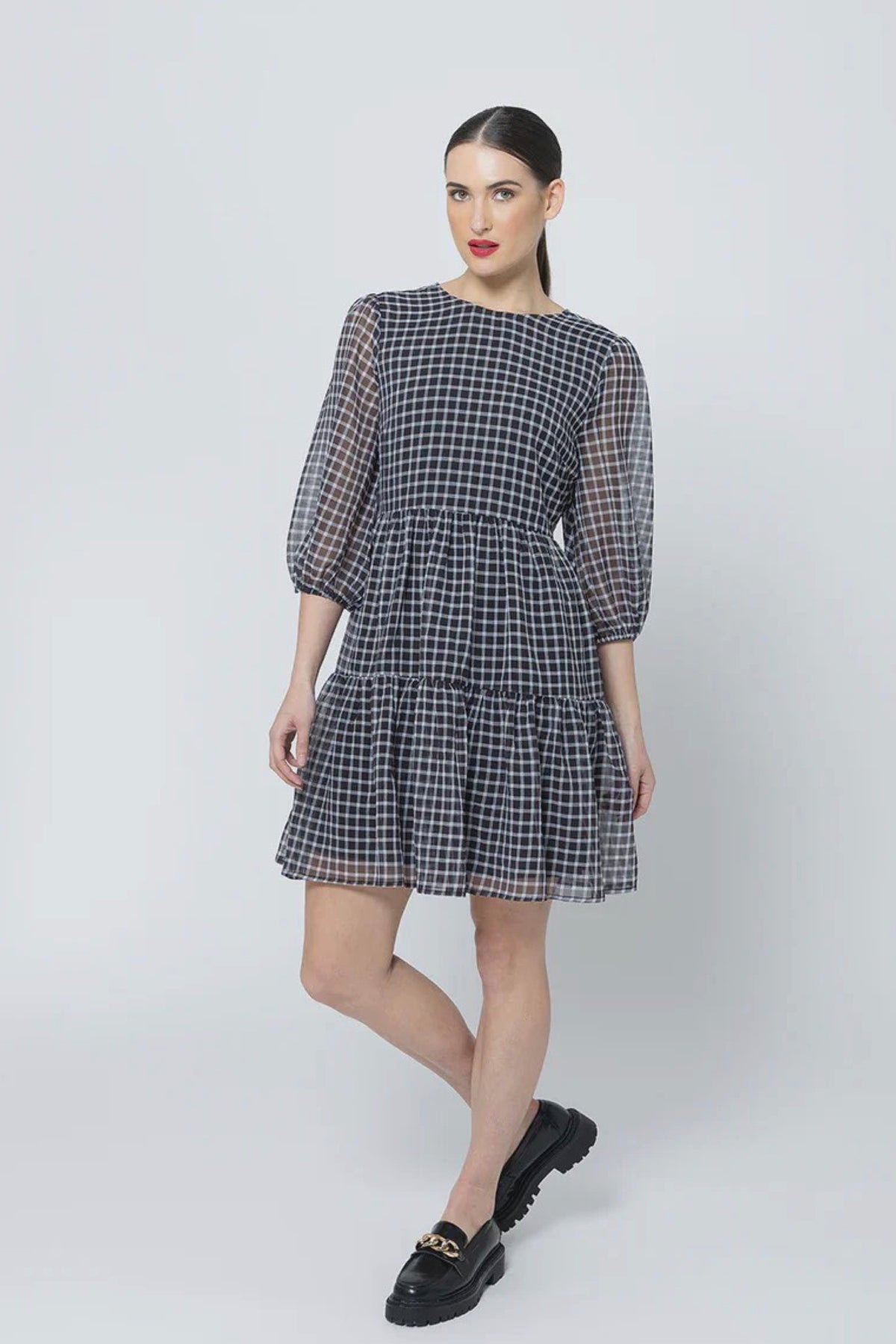 Freda Dress Black White Gingham