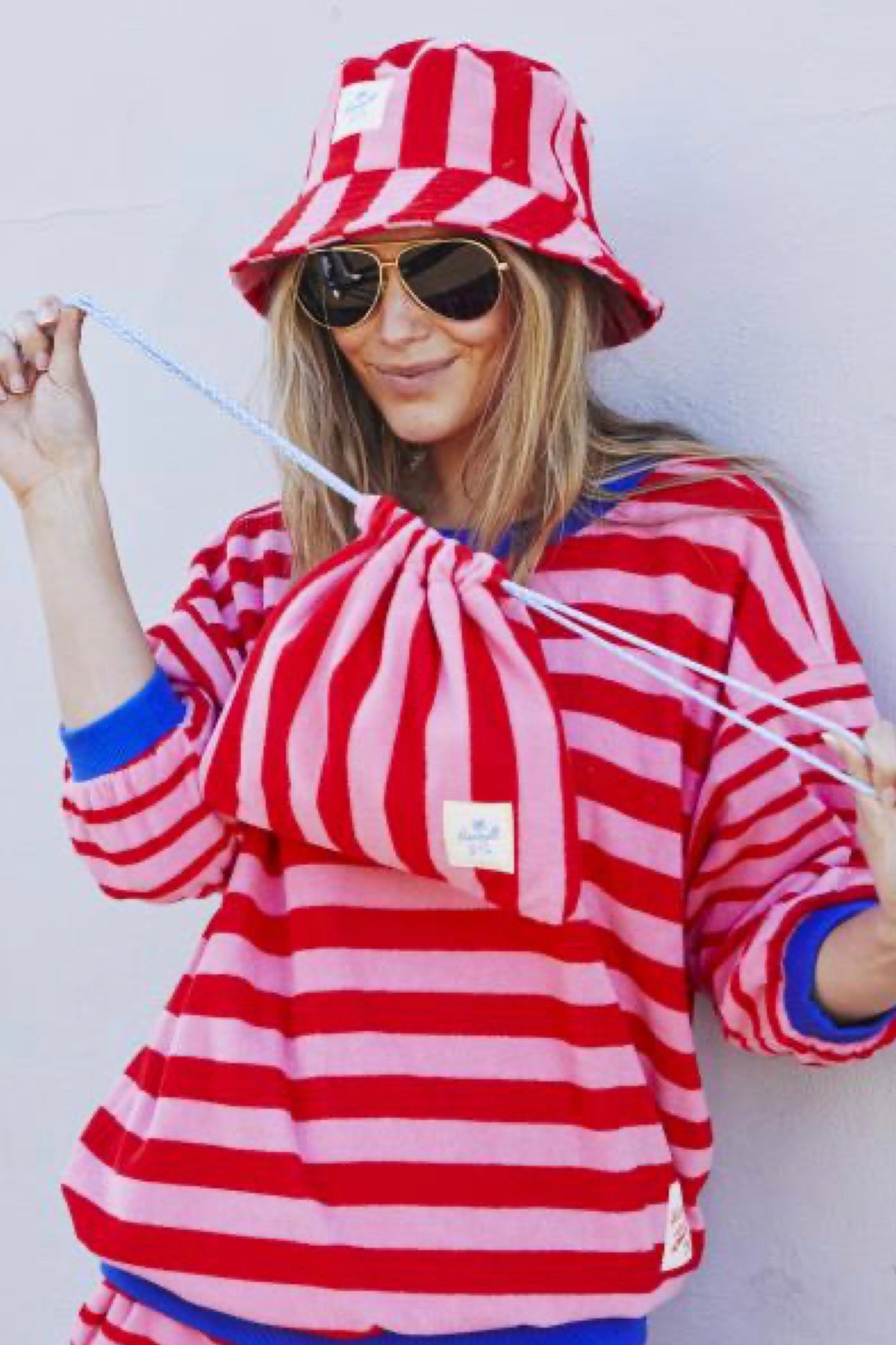 Drawcord Bag Red/White Stripe