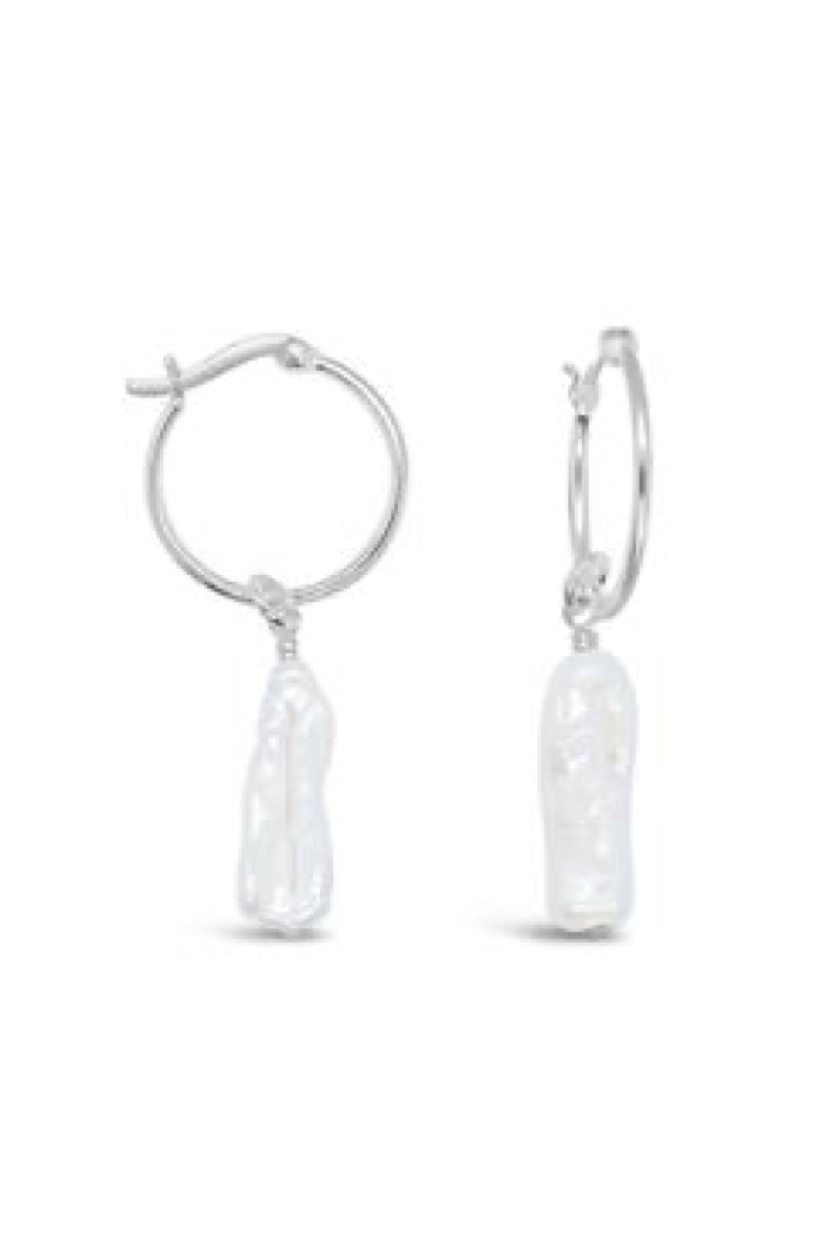 Freshwater Baroque Pearl On Hoop Earring