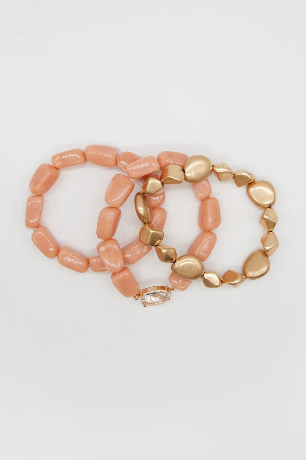 Peach and Gold Beads Bracelet