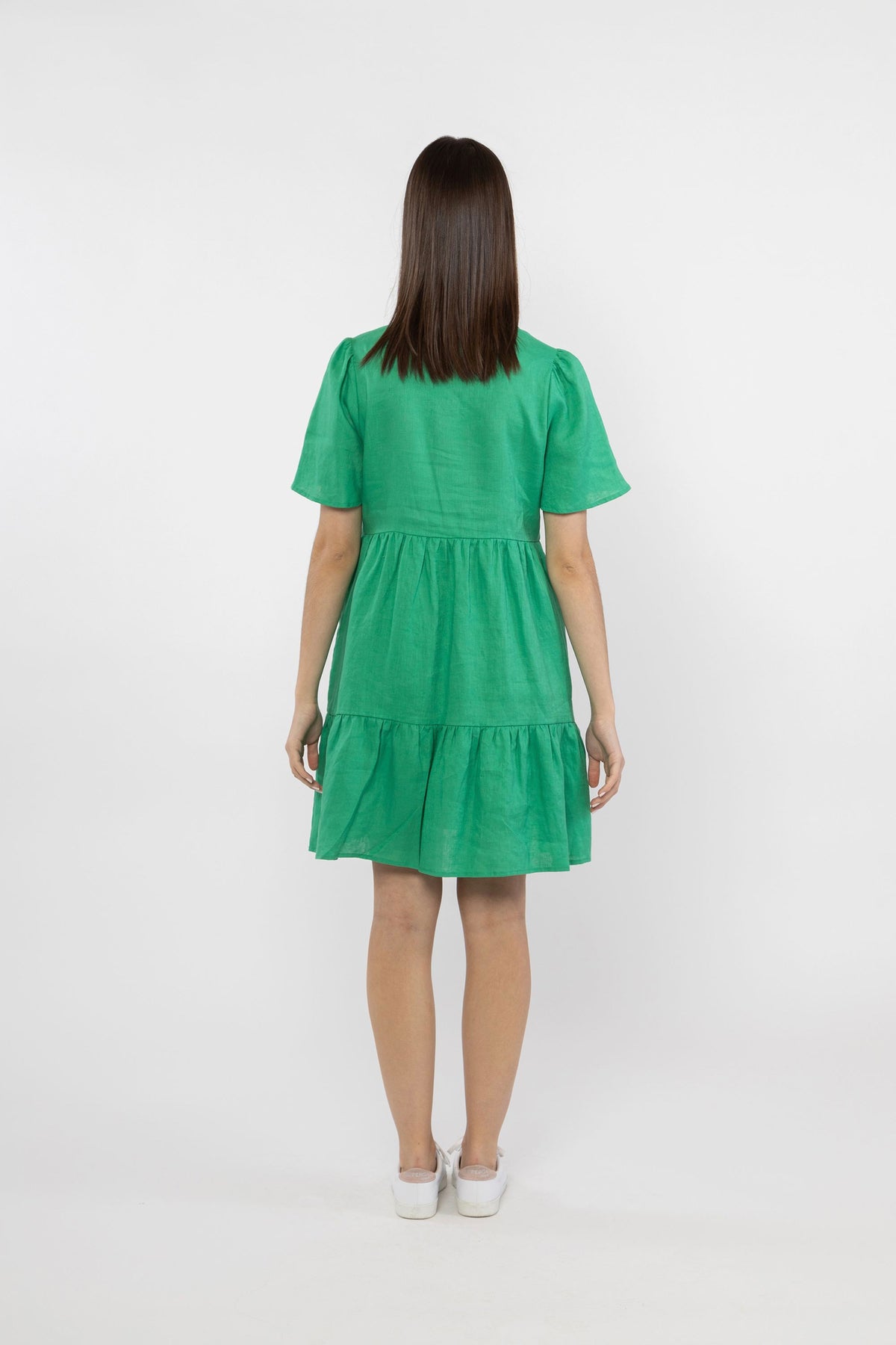 Victoria Mini Dress Green Linen