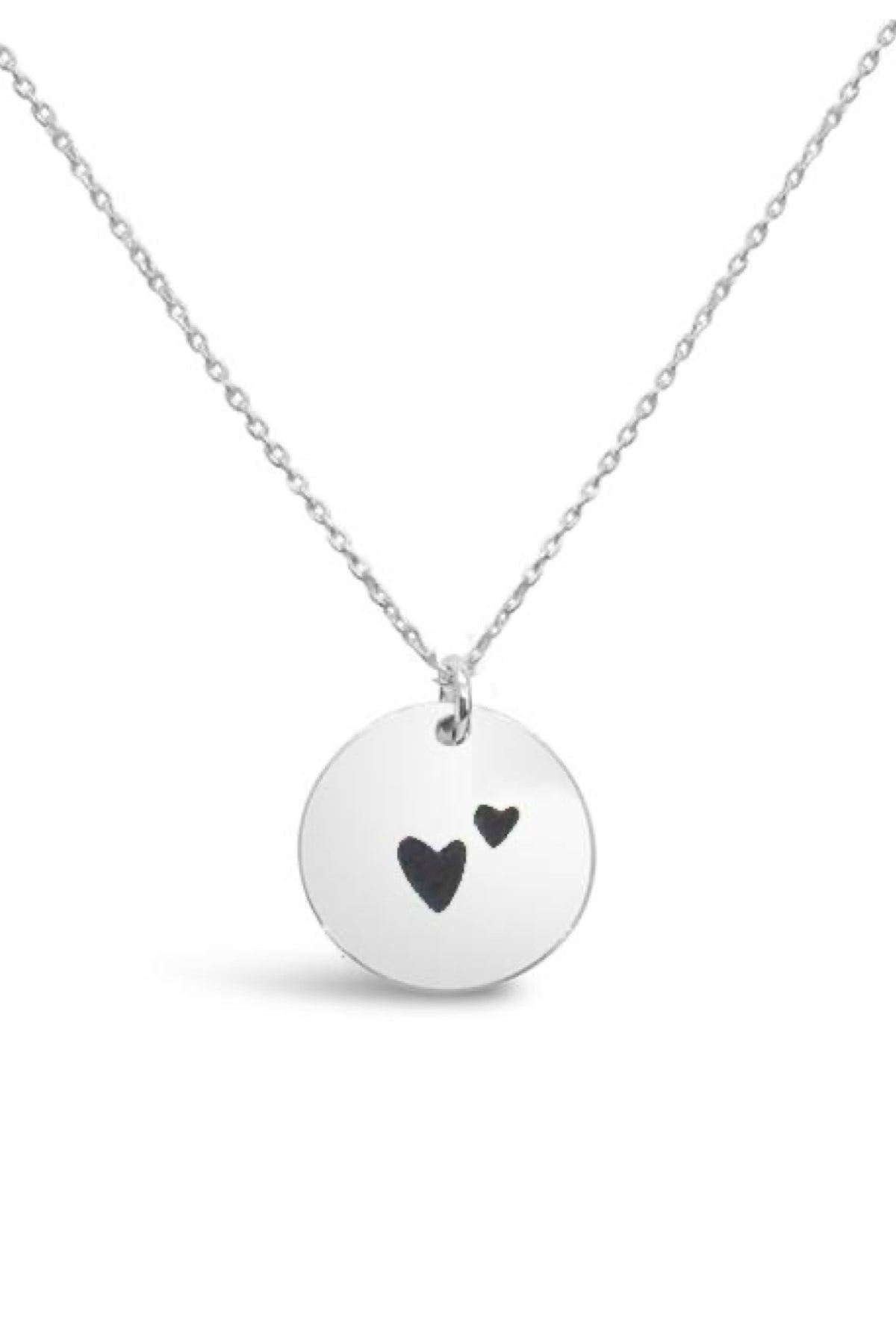 Double Heart Disc Necklace