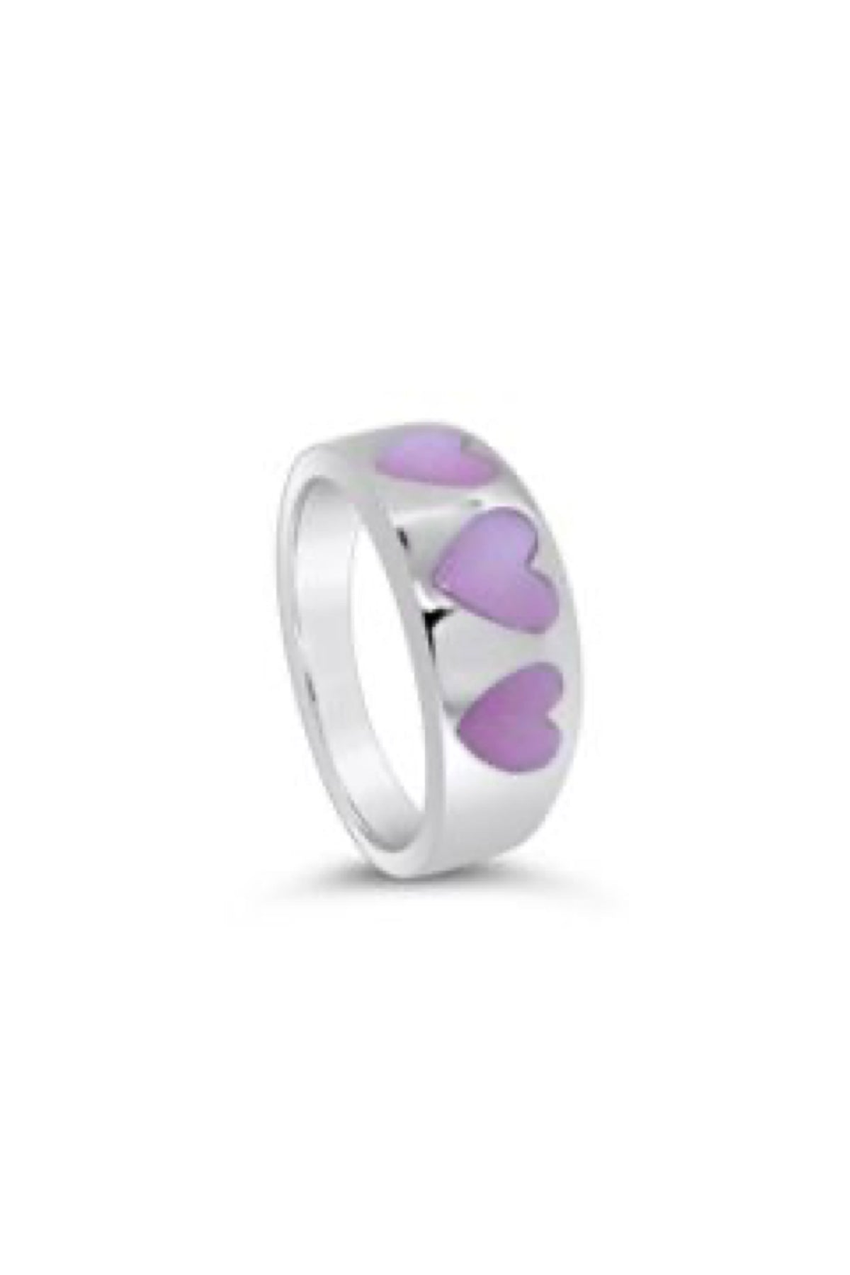 Pink Mother Of Pearl Heart Band Ring