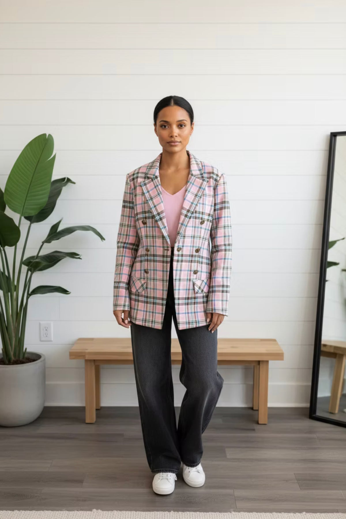 Charlotte Blazer Pink Plaid - PREORDER DELIVERY END FEB