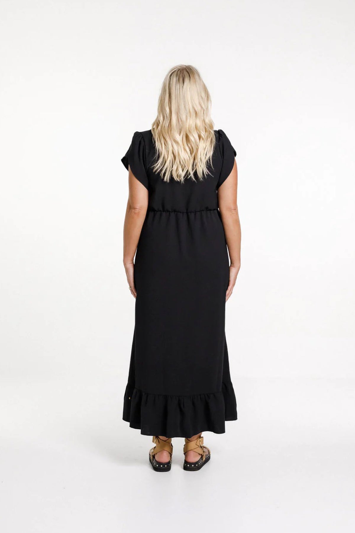 V Neck Greta Dress Black
