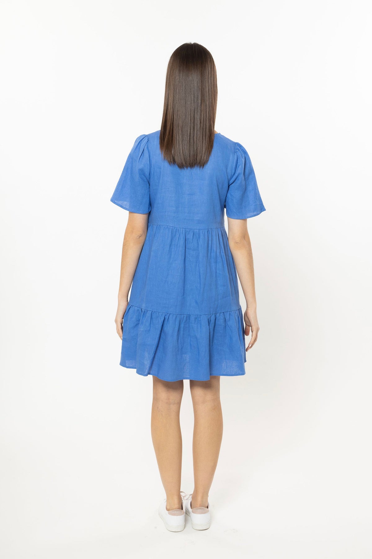 Victoria Mini Dress Electric Blue Linen