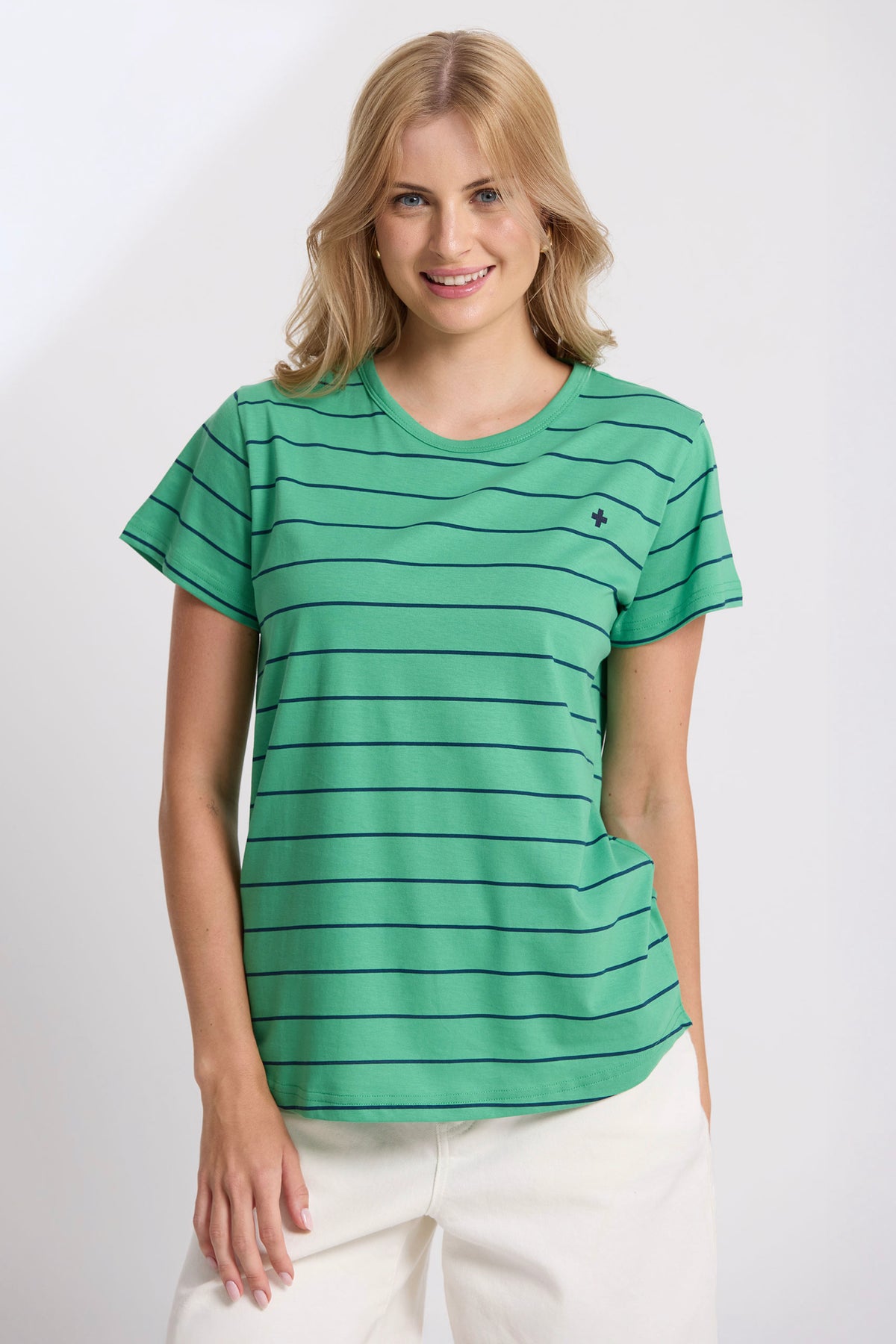 Classic Tee Green Navy Stripe - PREORDER
