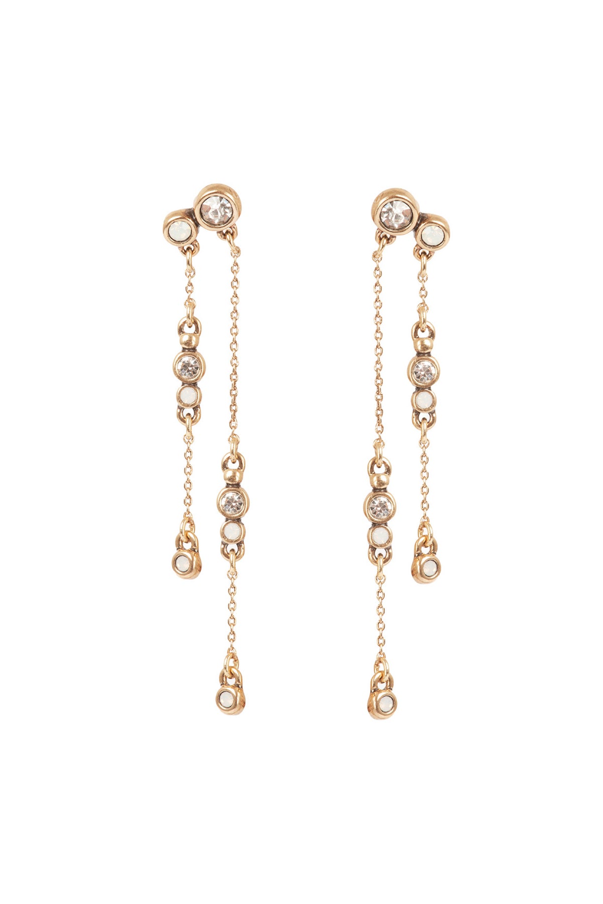 Droplets Gold Double Row Long Earrings