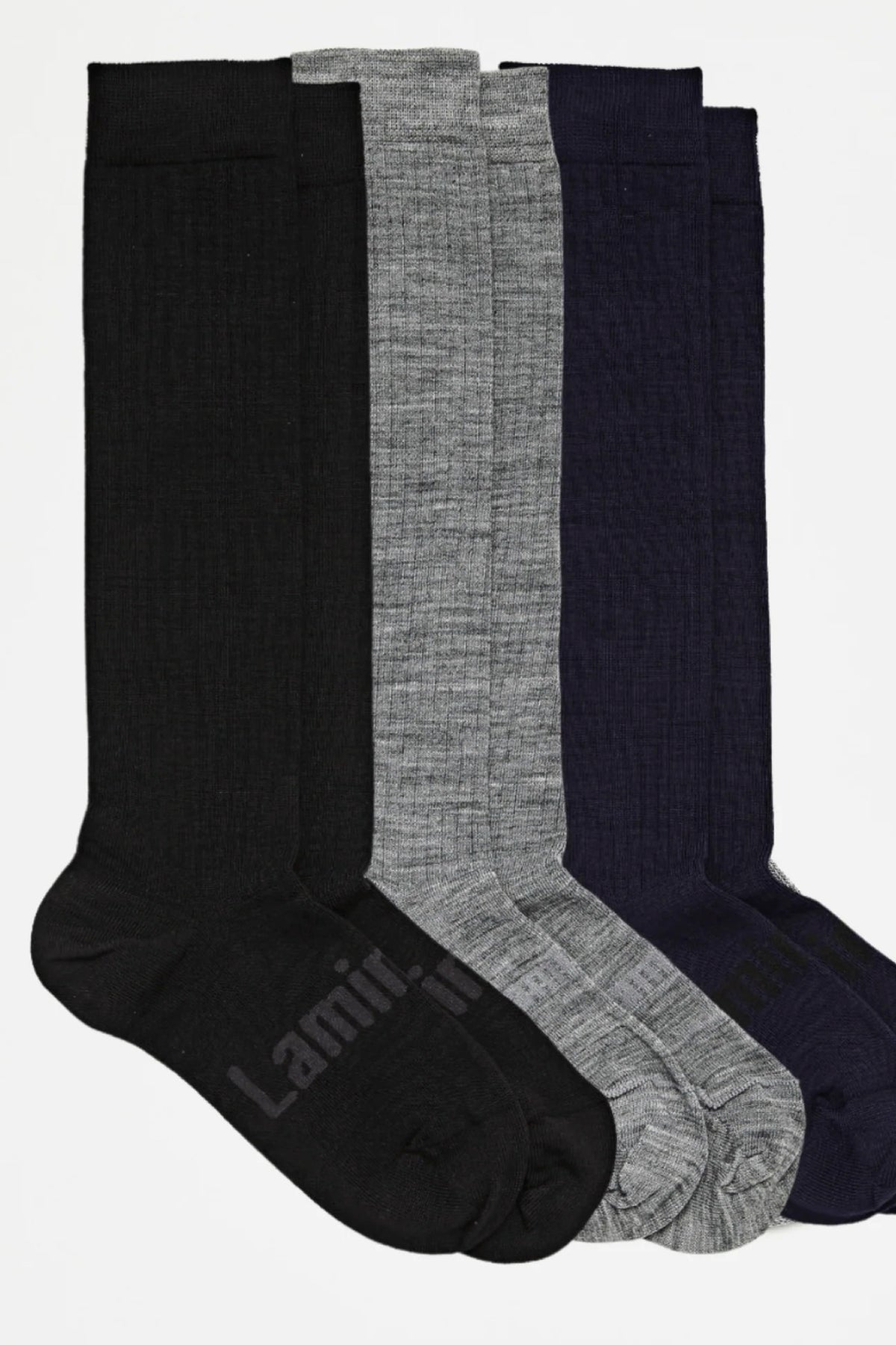 Merino Wool Plain Knee High Socks Black
