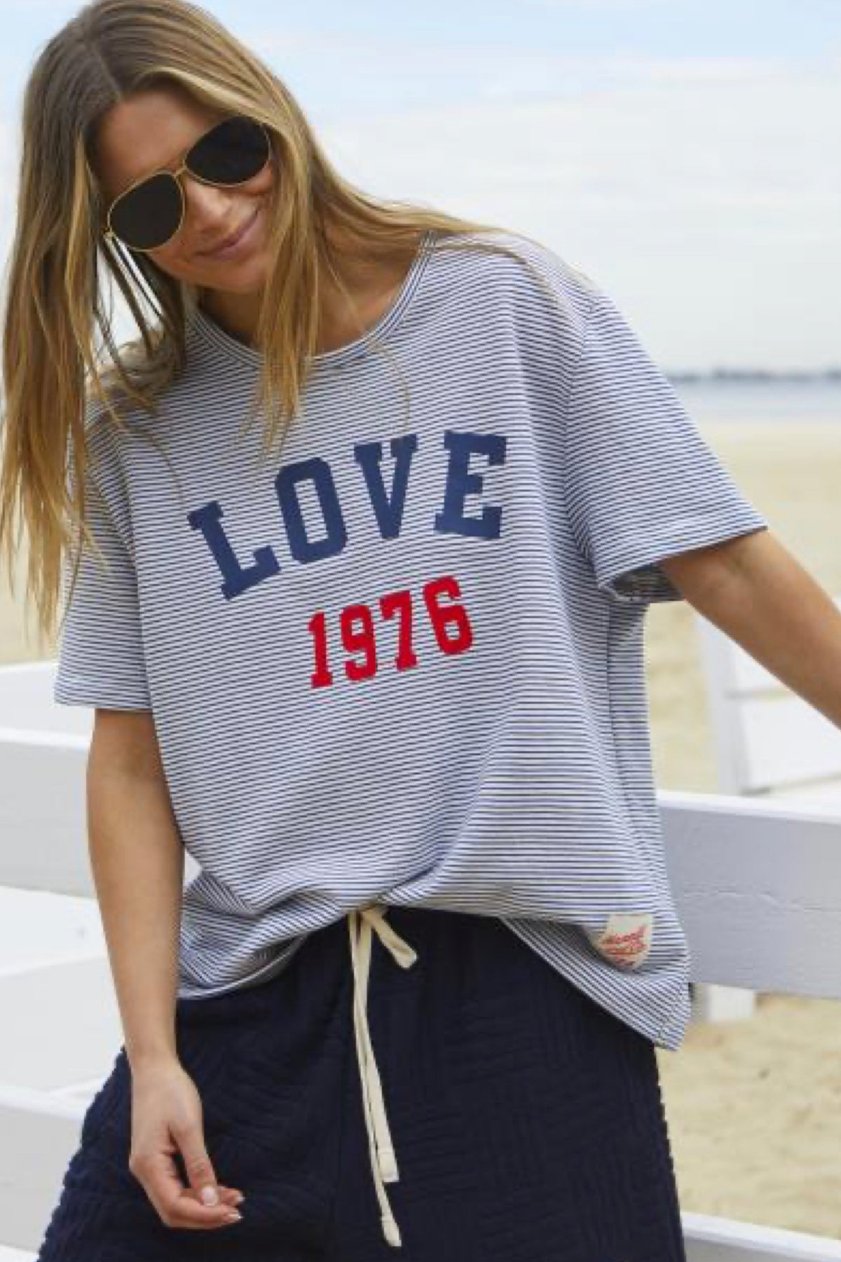 Love 1976 Stripe Tee Navy/White Stripe - PREORDER DELIVERY EARLY DEC