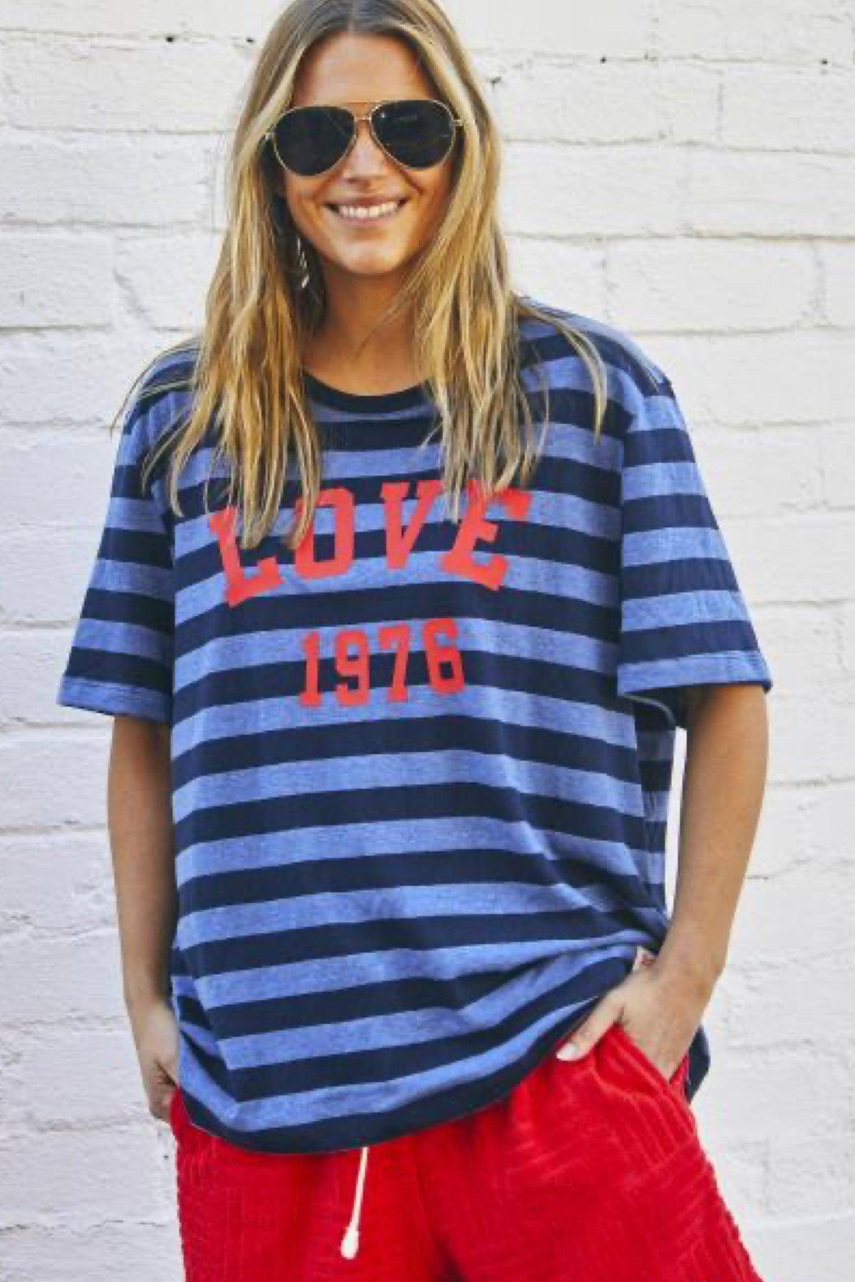 Love 1976 Stripe Tee Navy Stripe - PREORDER DELIVERY EARLY DEC