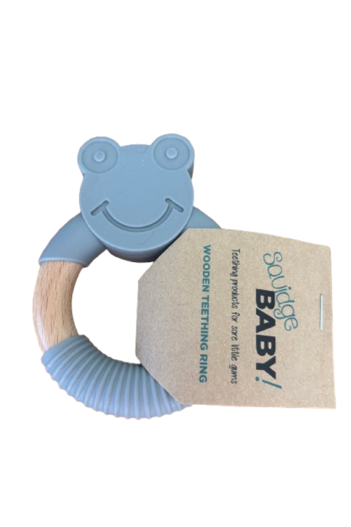 Wooden Animal Teething Ring Grey Monkey