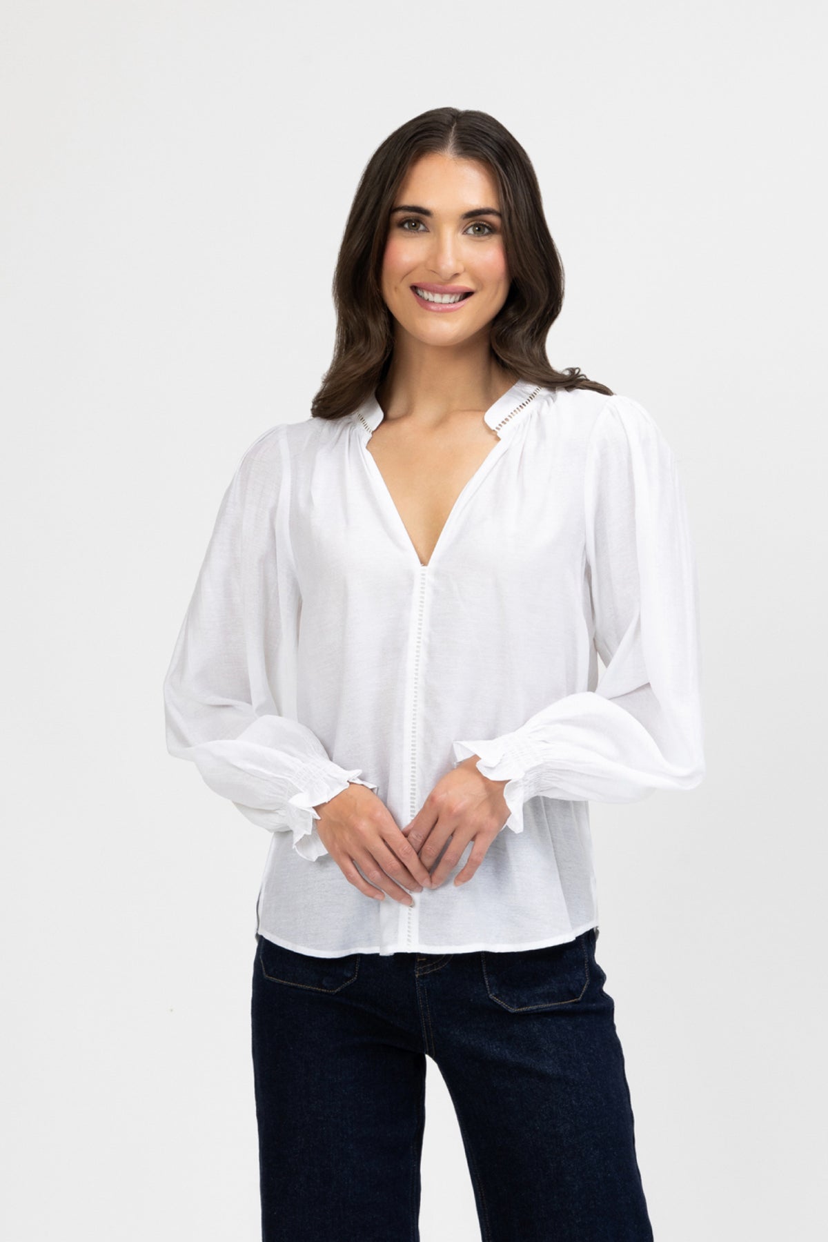 Addyson Top Long Sleeve White Texture