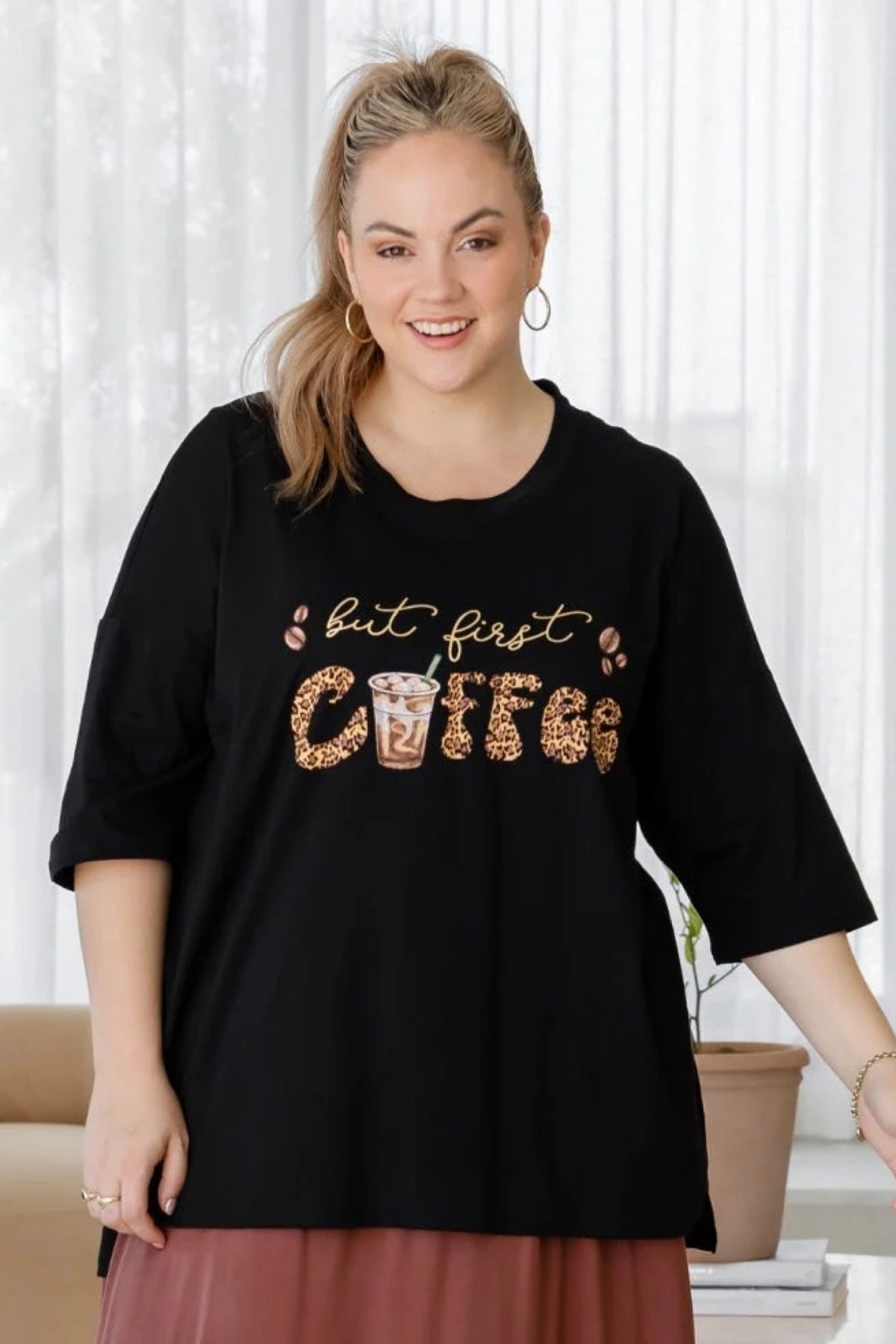 But First Coffee Oversized Tee - PREORDER DELIVERY EARLY DEC