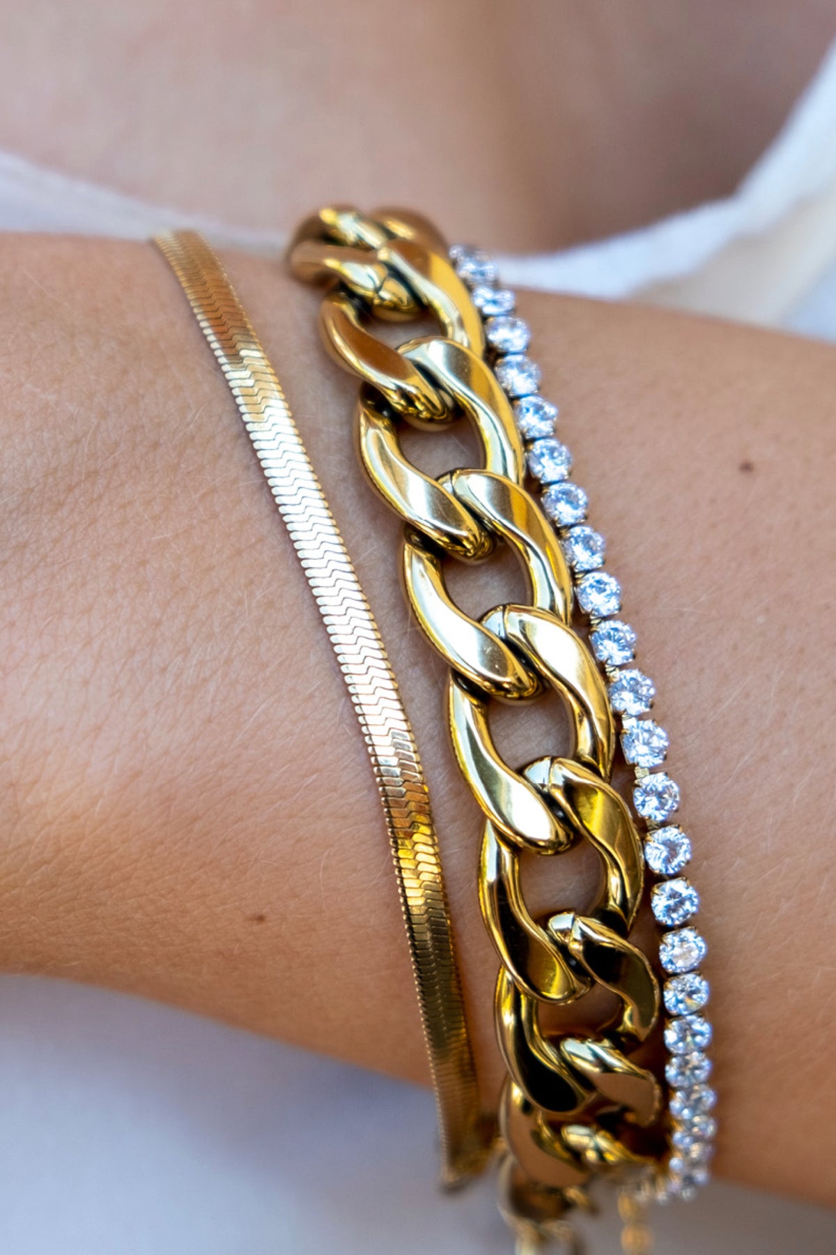 Pure Steel Curb Chain Bracelet Gold
