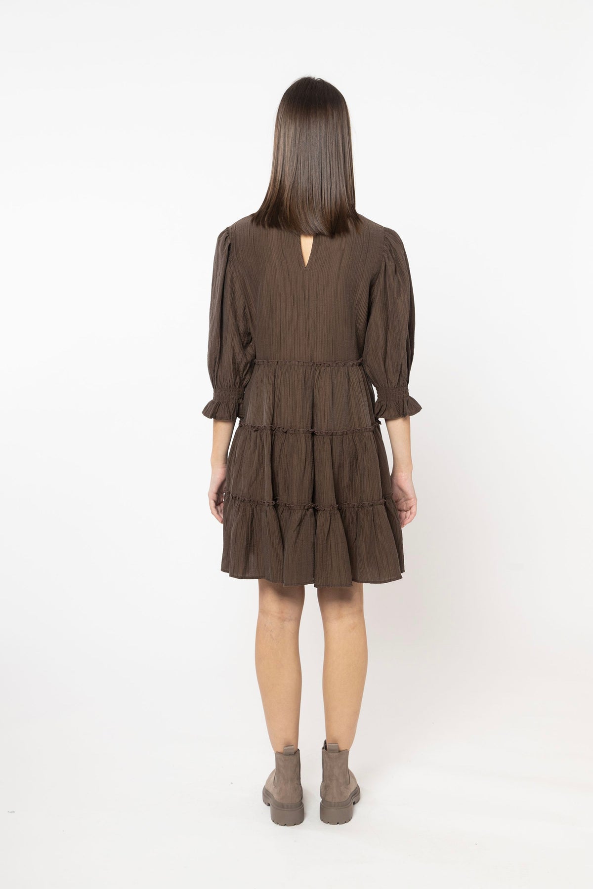 Briar Tiered Mini Dress Brown