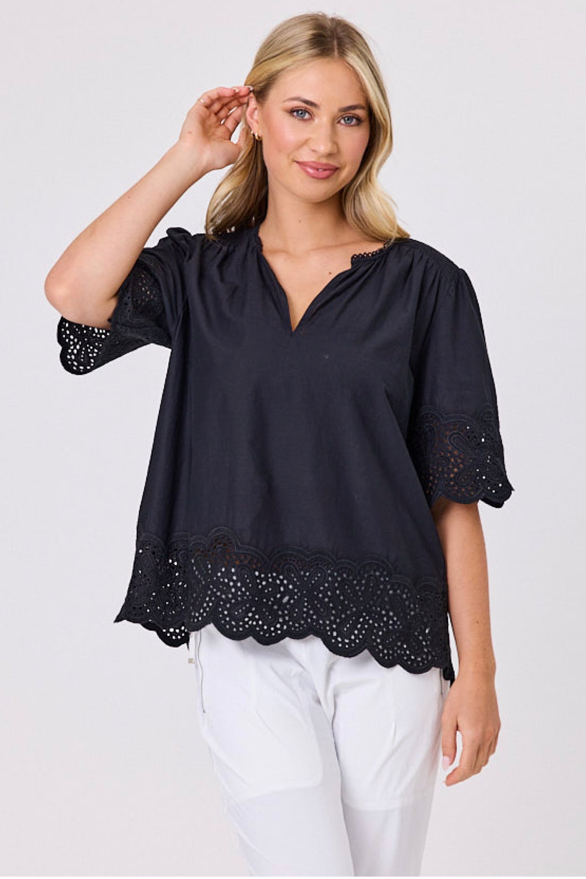 Guipure Top Black - PREORDER DELIVERY MID SEPT