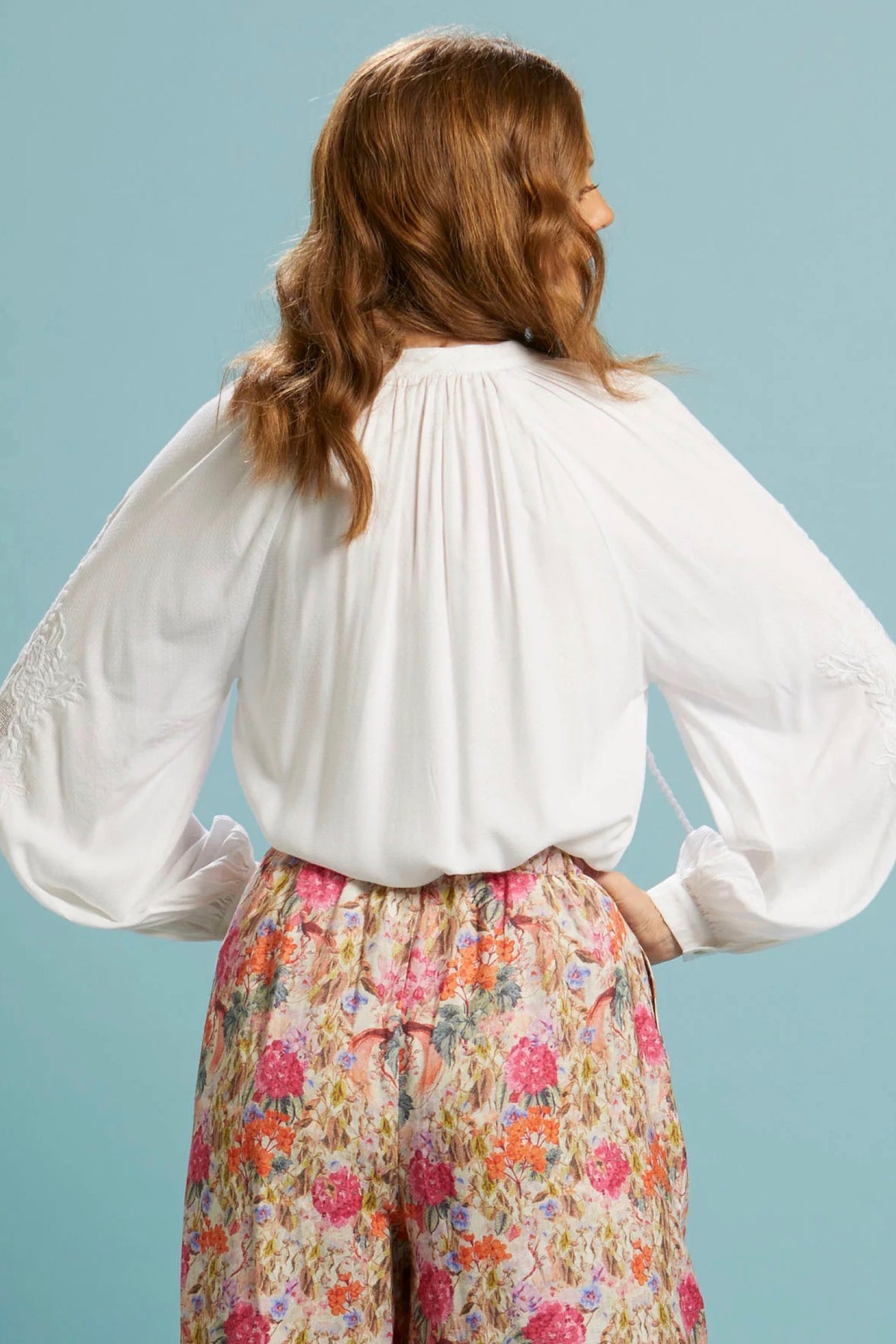 Unholy Embroidered Sleeve Top White