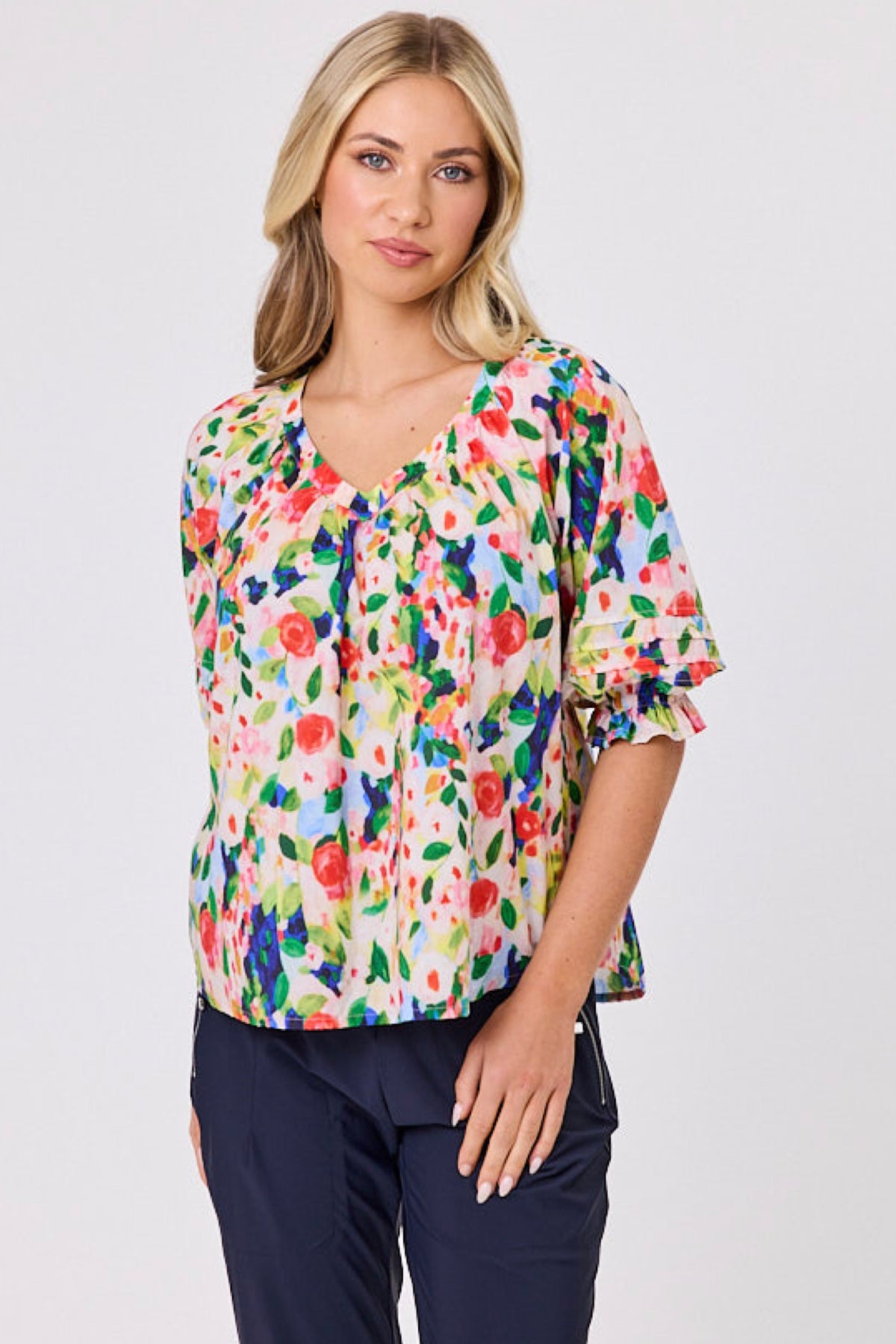 Monet Top Red Floral - PREORDER DELIVERY MID SEPT