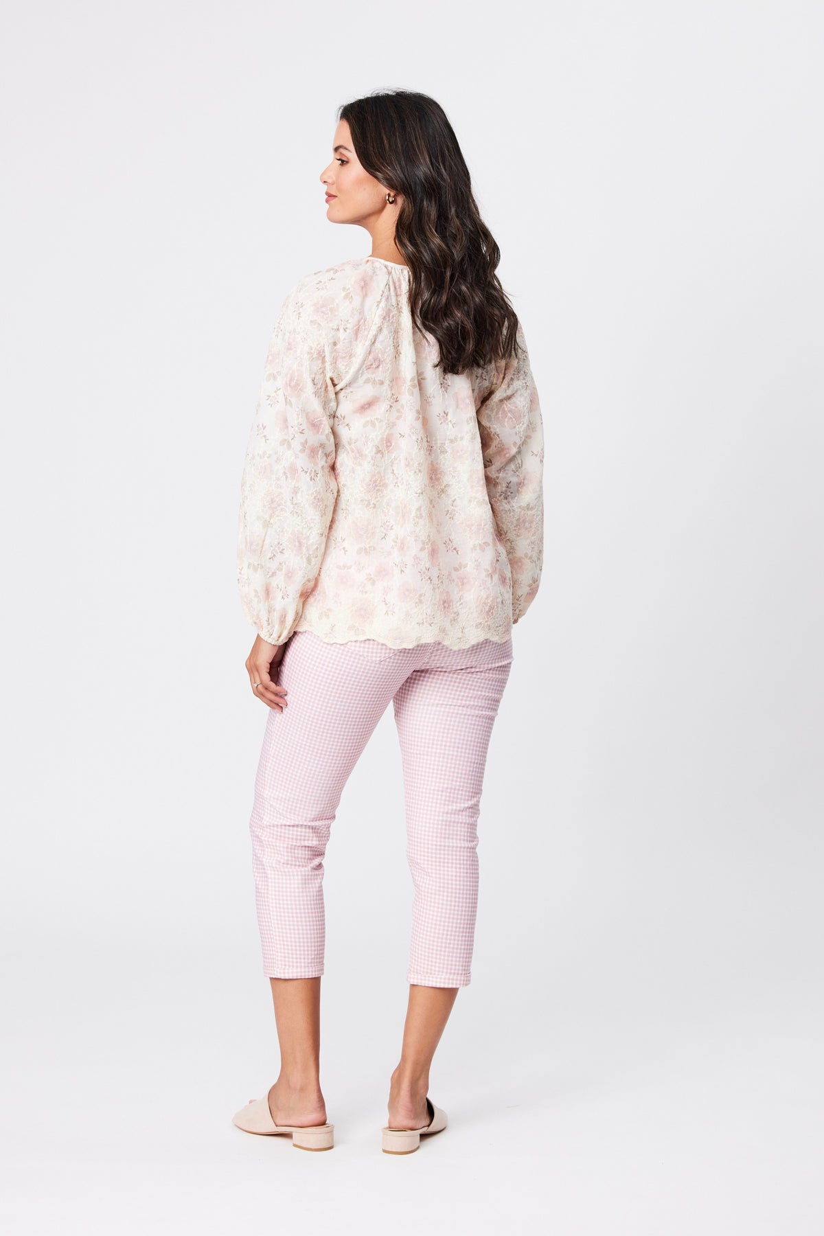 Romantic Embroidered Peasant Top Pink