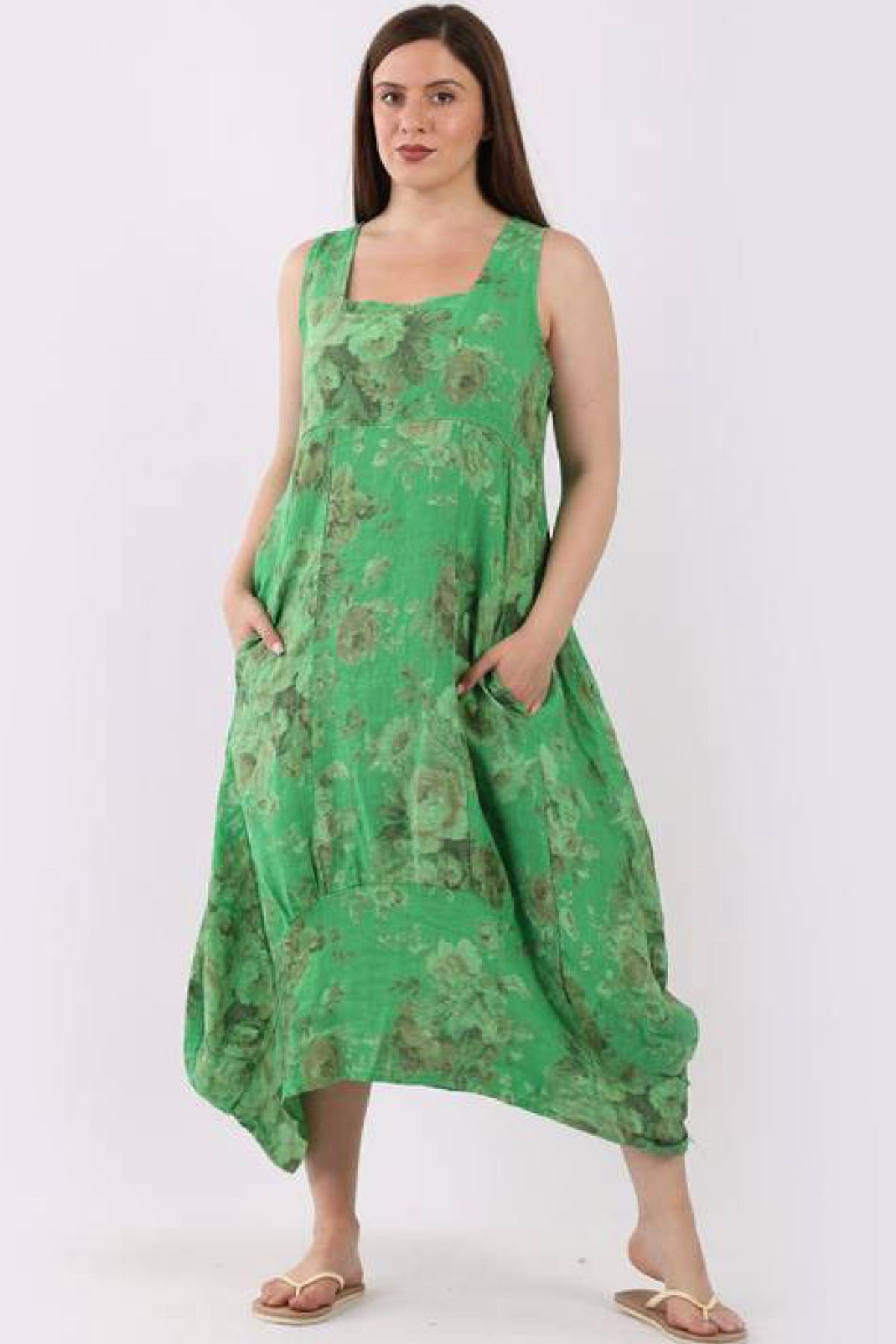 Gabriella Linen Dress Apple Green