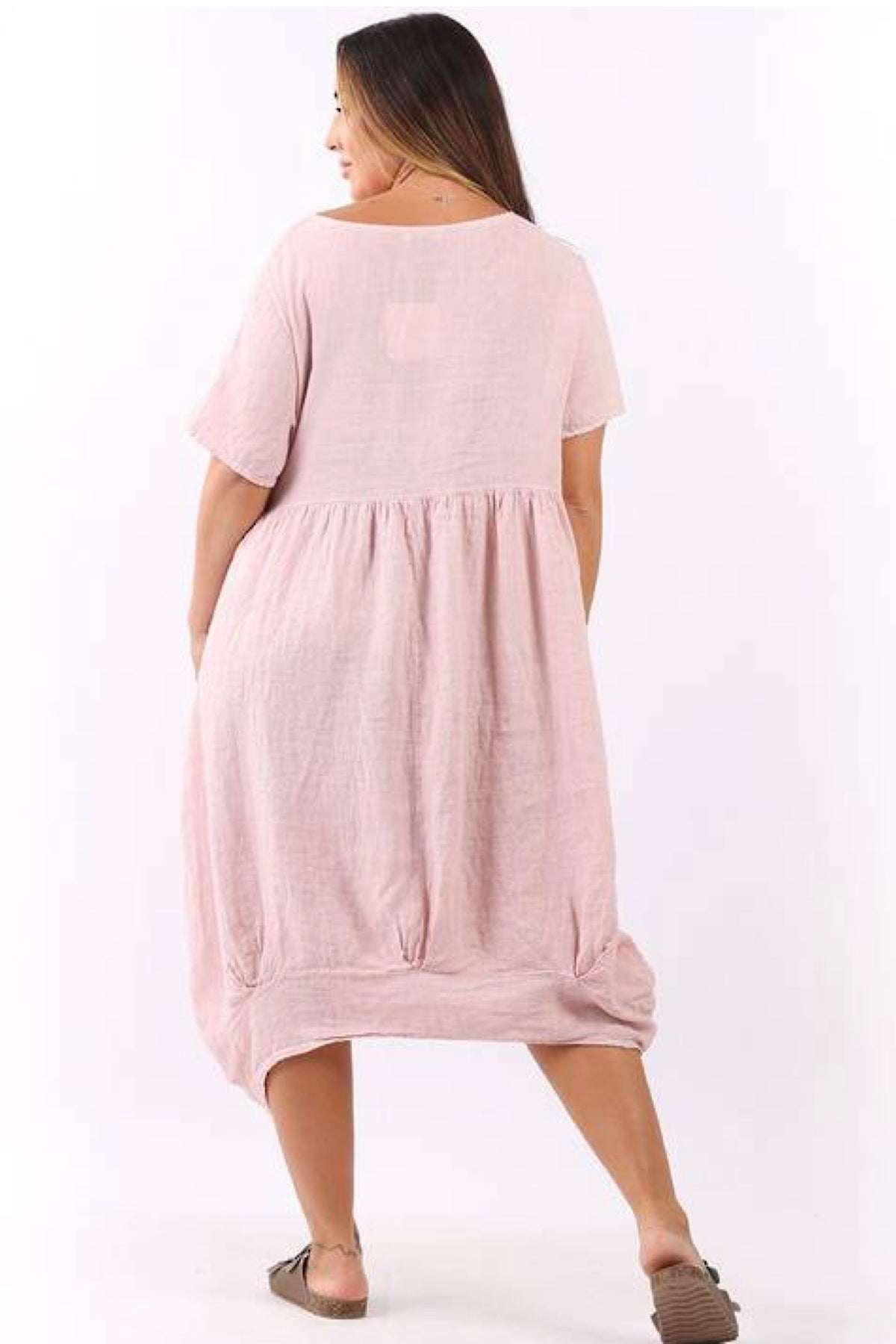 Mila Linen Dress Pale Pink