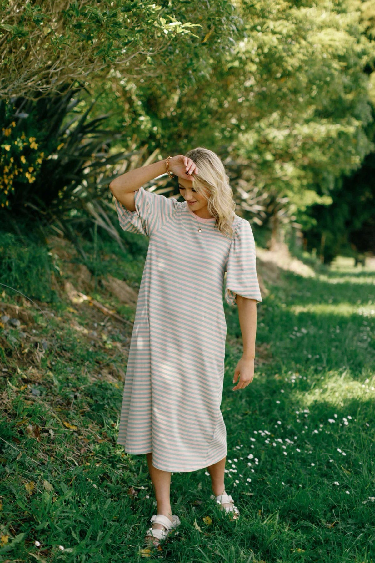 Ivy Midi Dress Candy Apple Stripe - PREORDER DELIVERY EARLY OCT