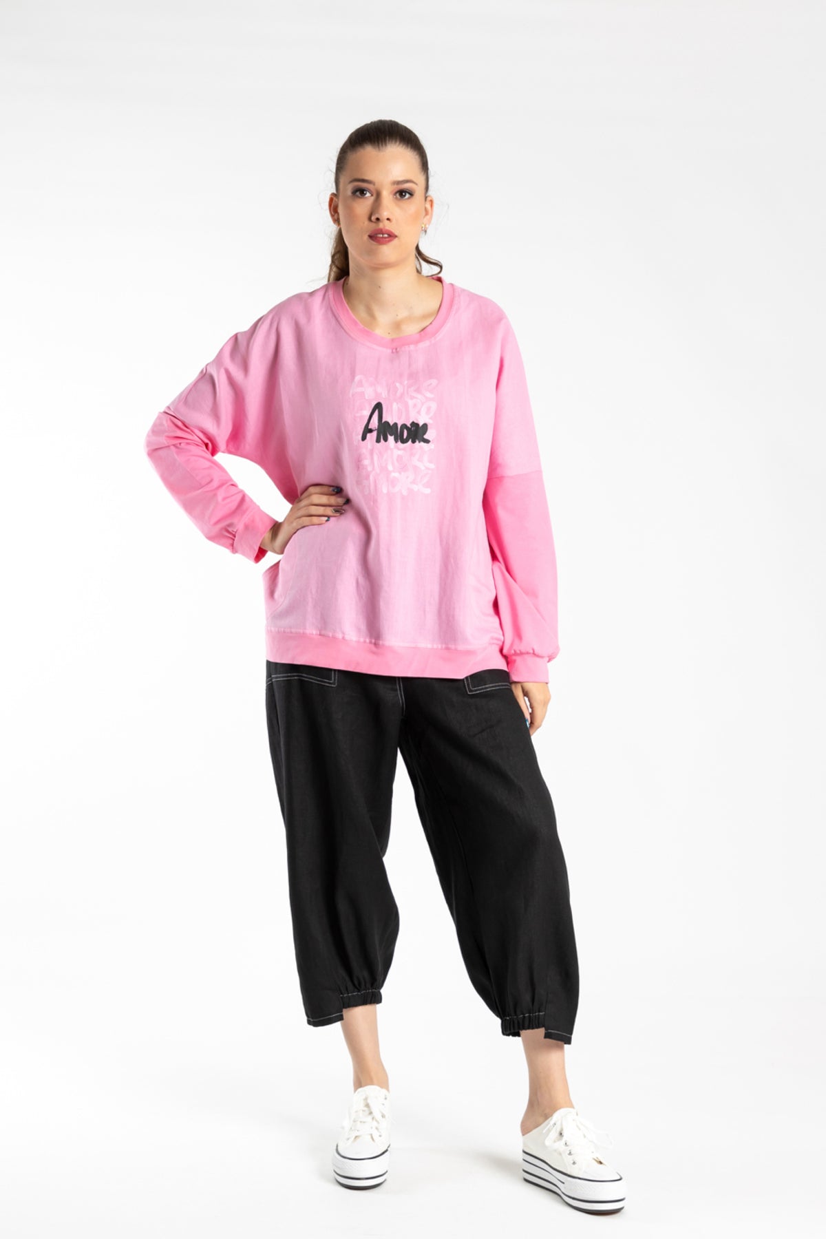 Linen Sweatshirt Pink
