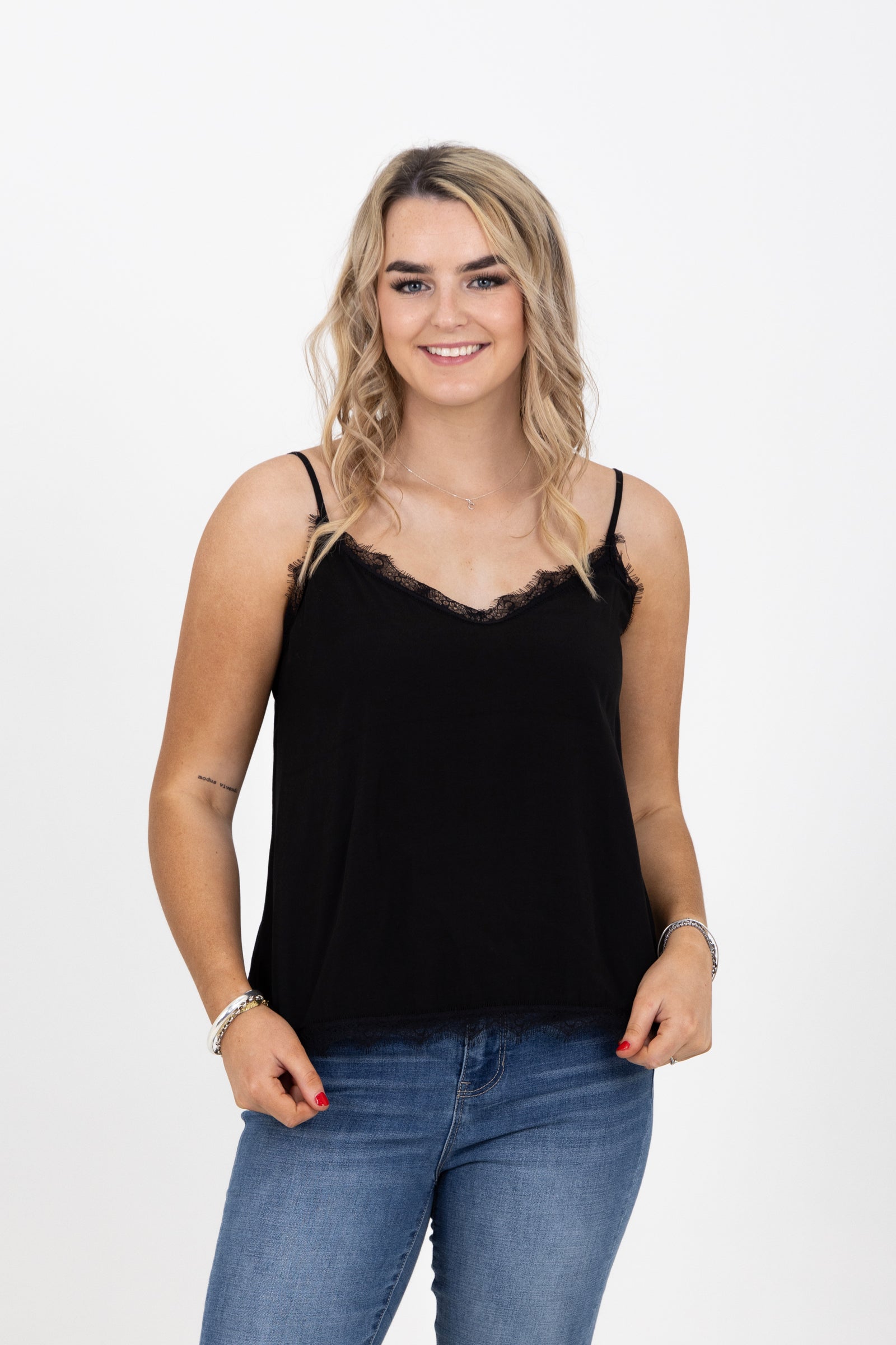Cami With Lace Trim Black – Mint Boutique LTD - All Rights Reserved