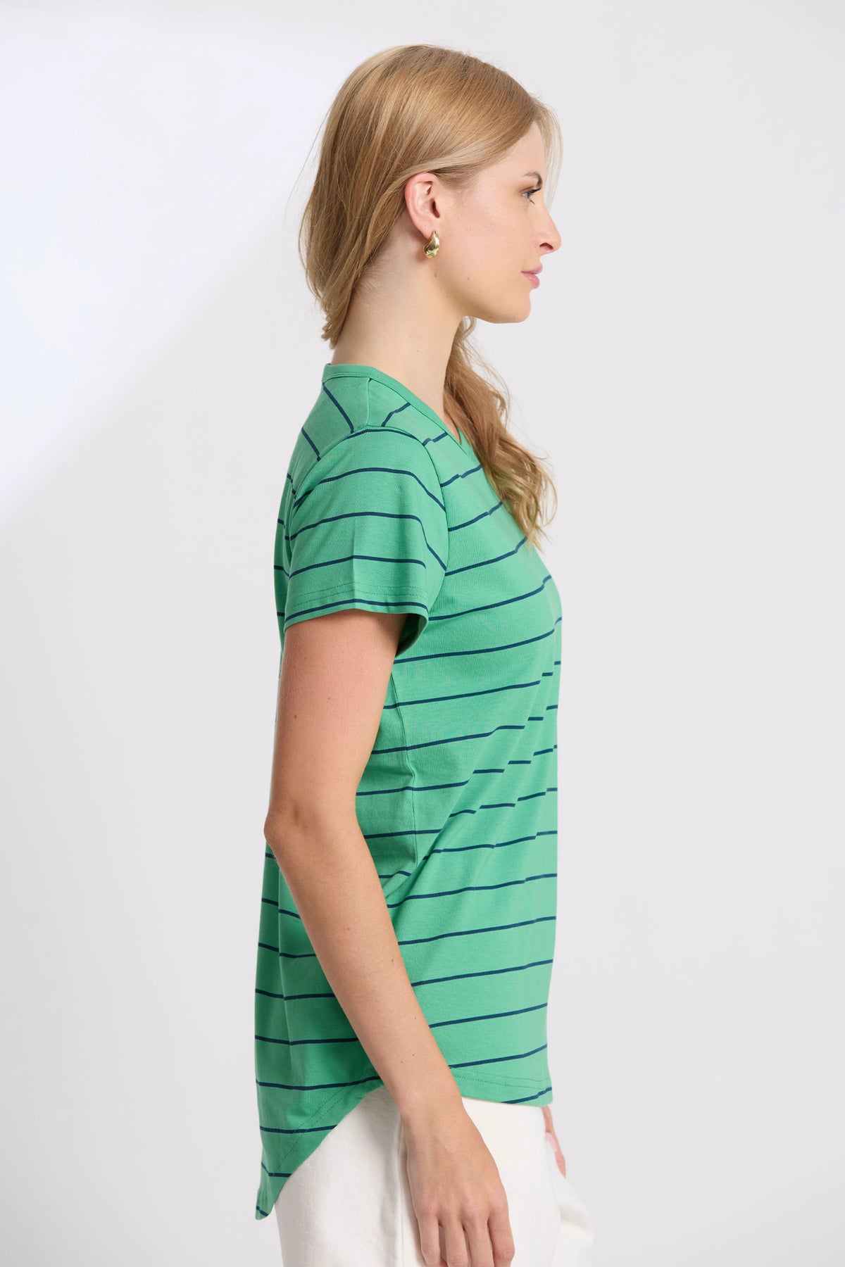 Classic Tee Green Navy Stripe - PREORDER
