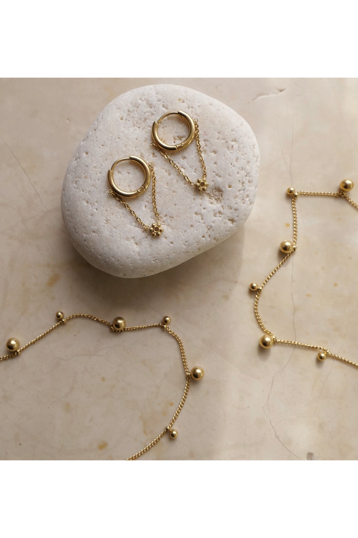 Pure Steel Necklace Gold Plated With Balls