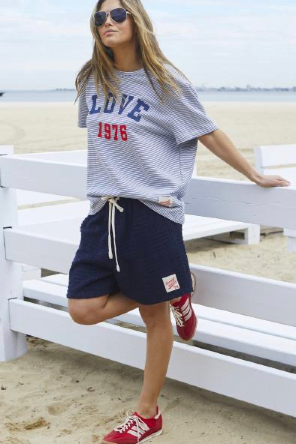 Love 1976 Stripe Tee Navy/White Stripe - PREORDER DELIVERY EARLY DEC