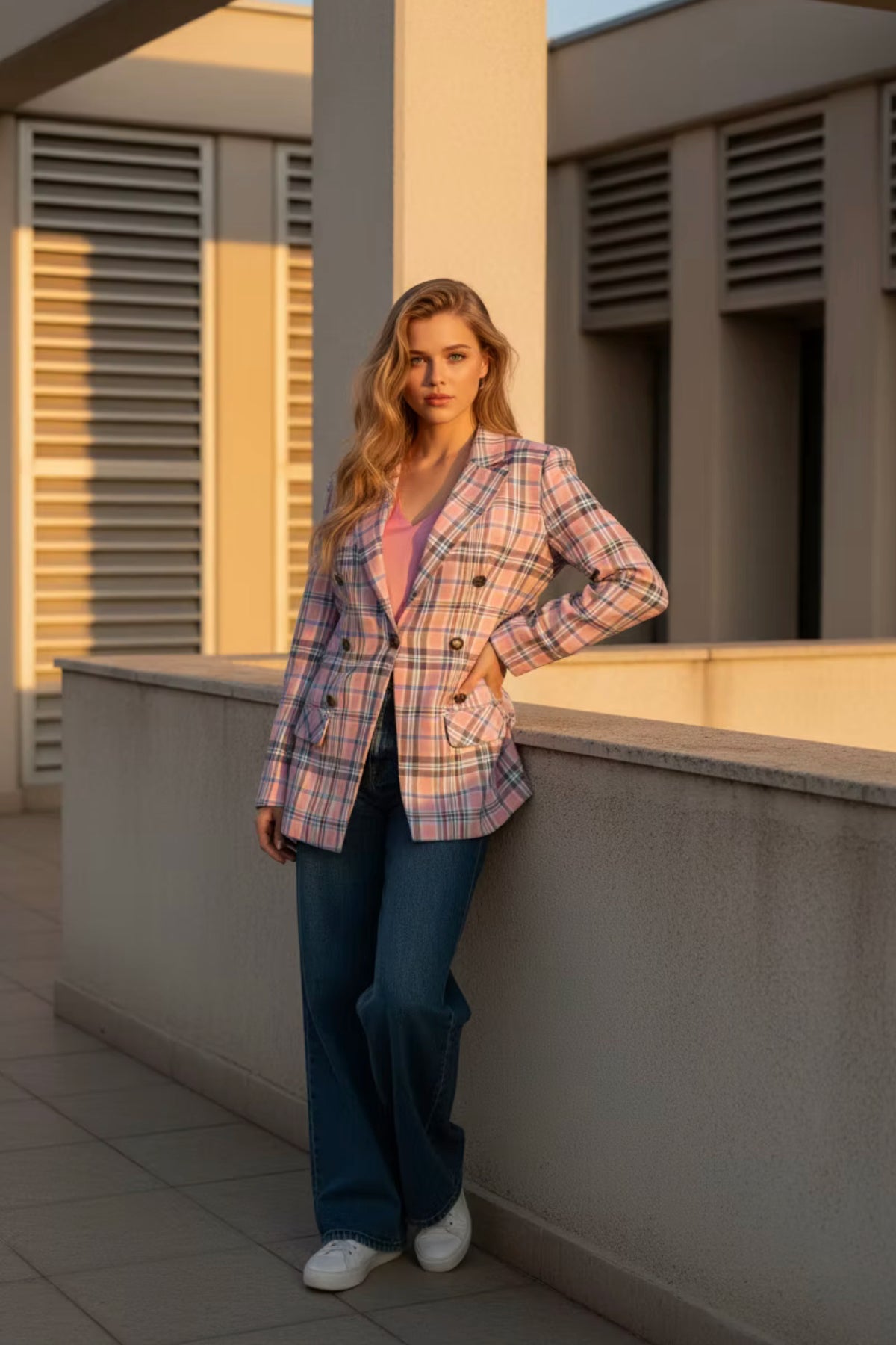 Charlotte Blazer Pink Plaid - PREORDER DELIVERY END FEB