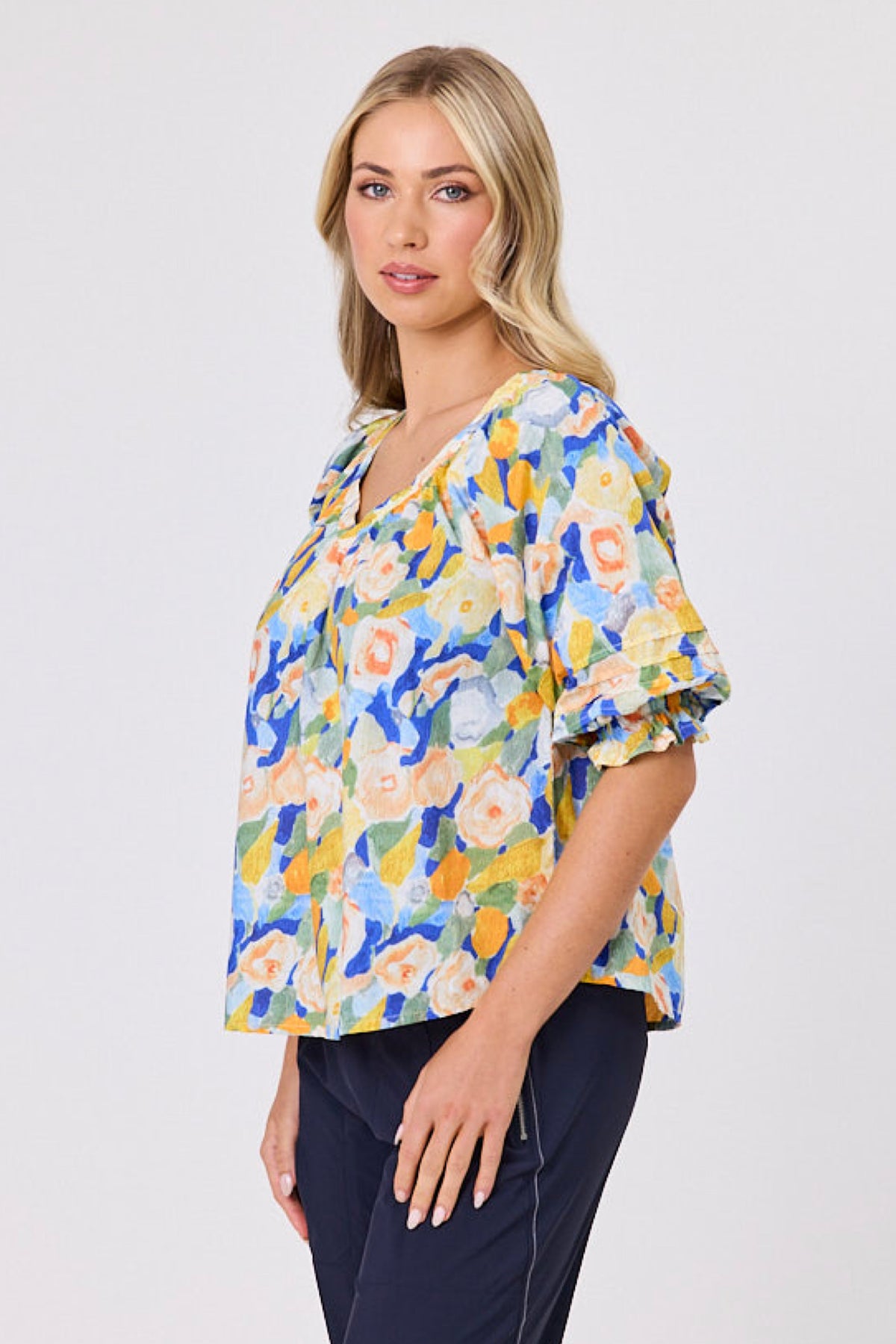 Monet Top Lemon Floral - PREORDER DELIVERY MID SEPT