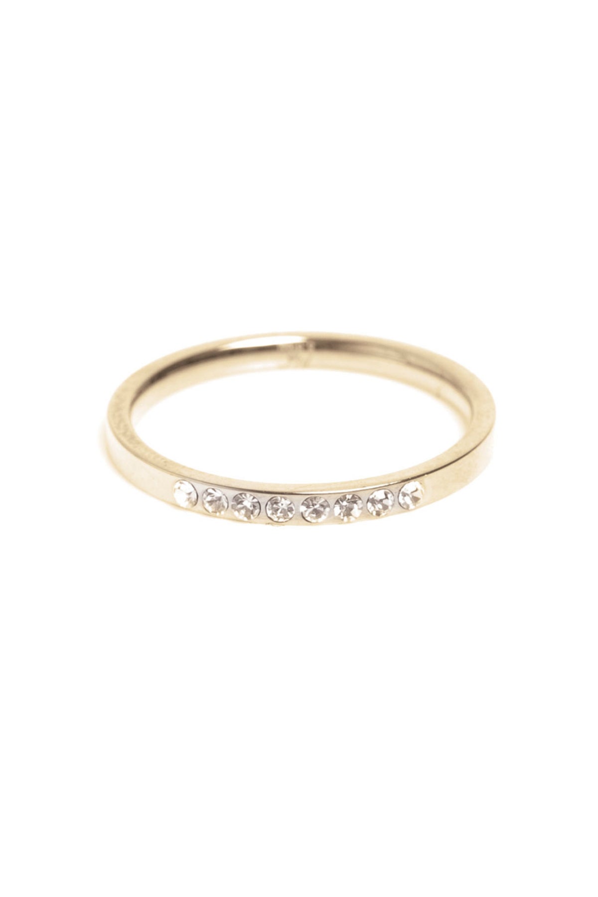 Pure Steel 14K Gold Plated Thin CZ Ring Gold