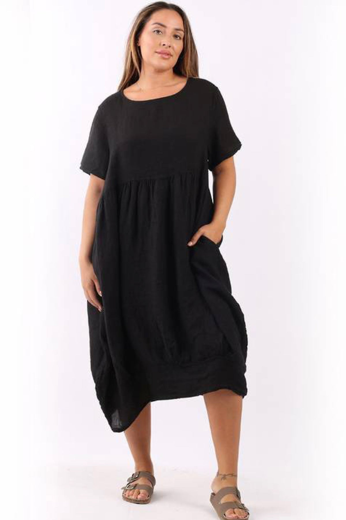 Mila Linen Dress Black