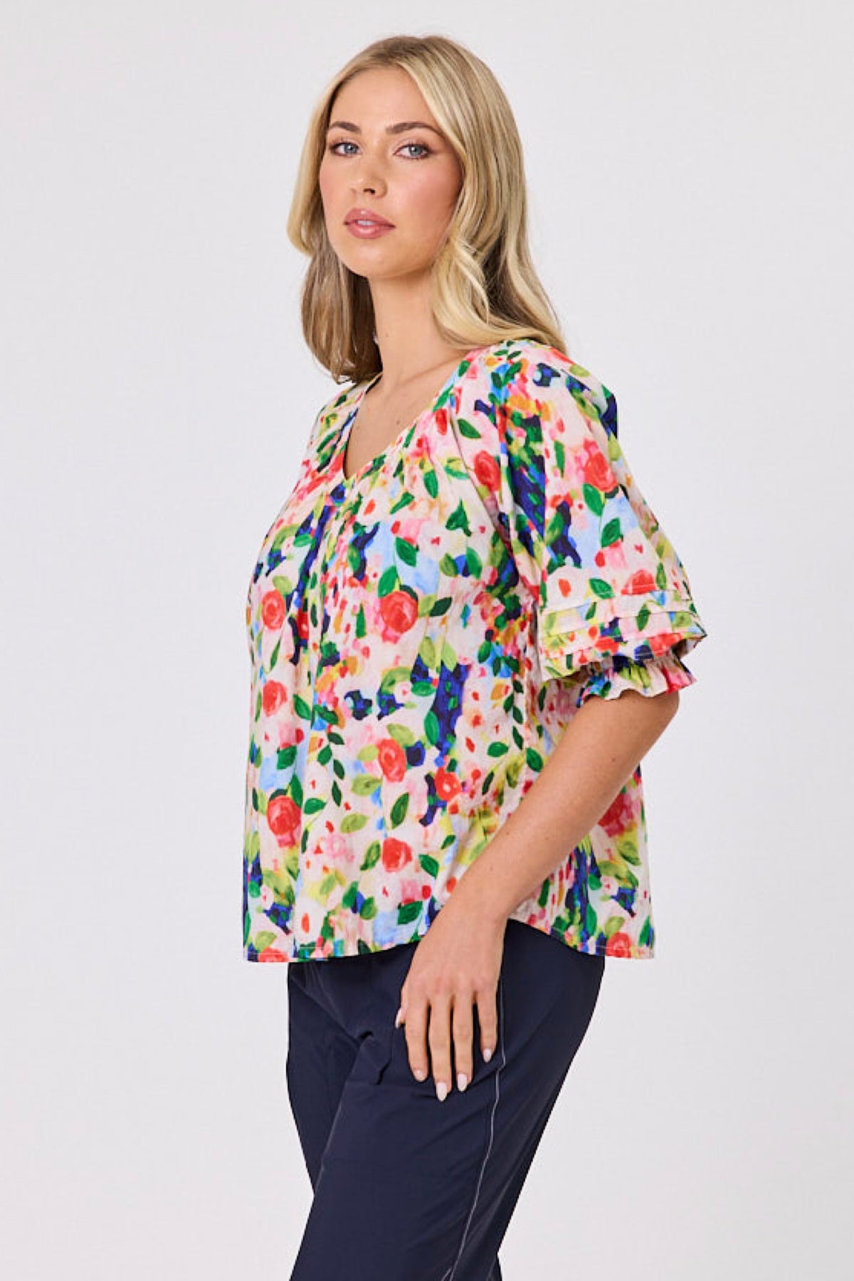 Monet Top Red Floral - PREORDER DELIVERY MID SEPT