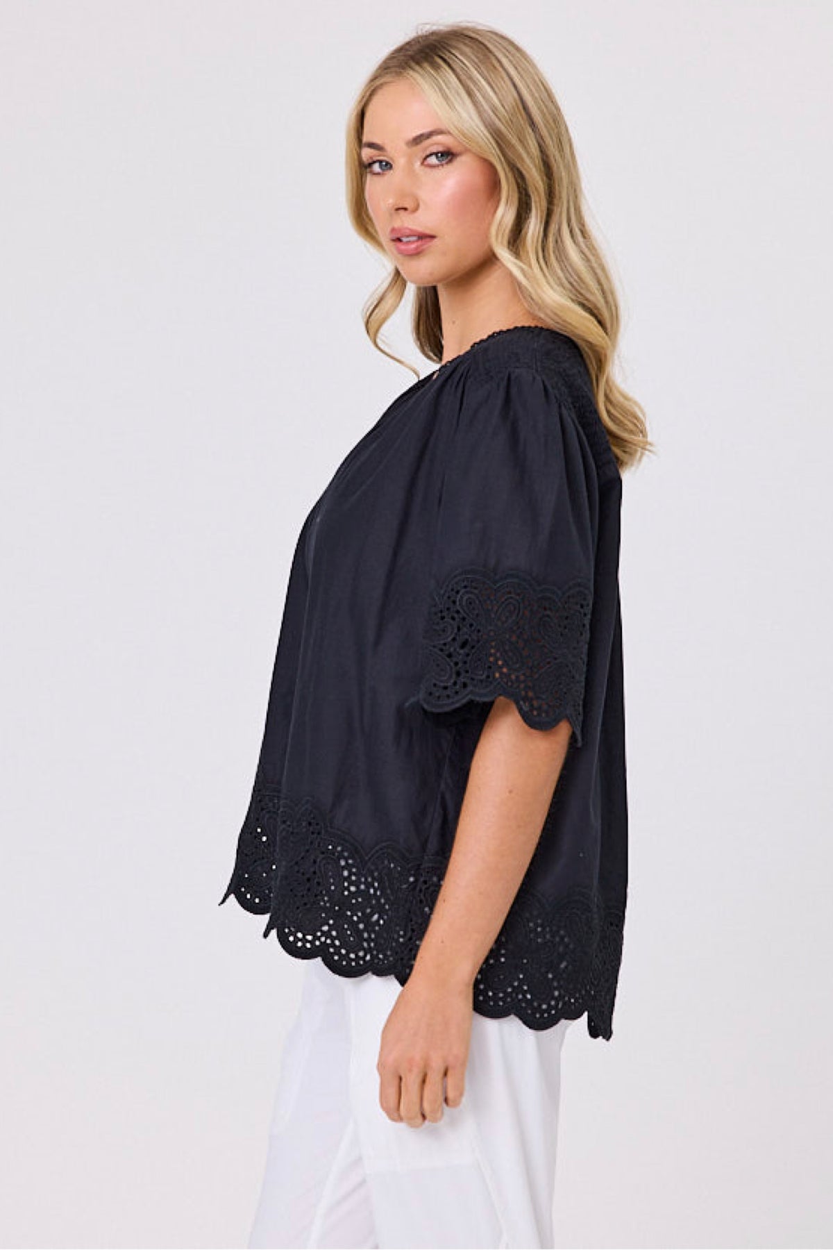 Guipure Top Black - PREORDER DELIVERY MID SEPT