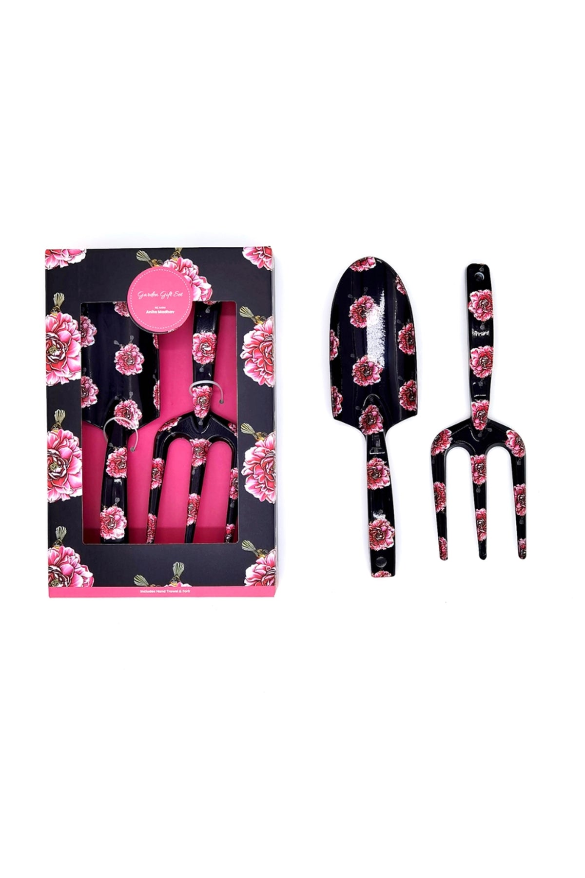 Garden Trowel & Fork Set Pink Peony