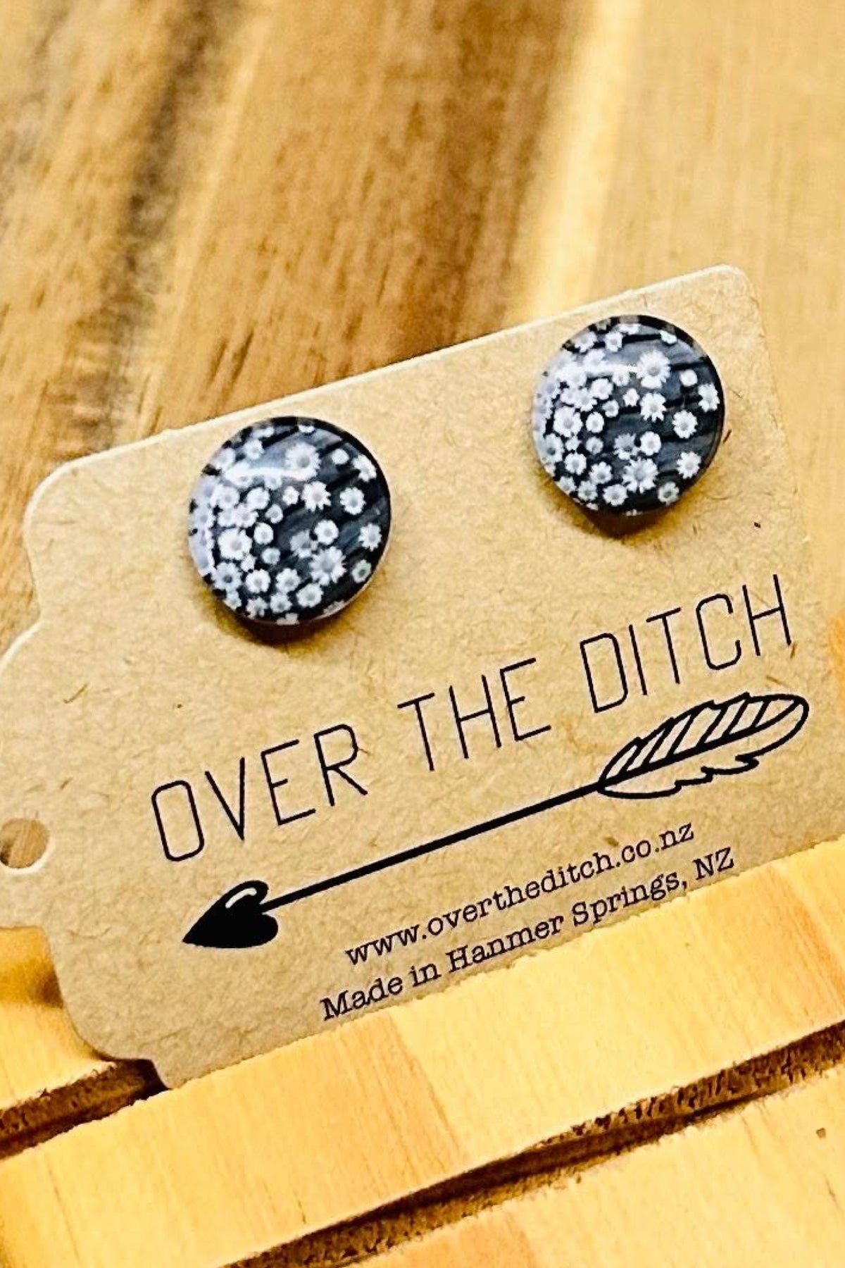 Black Ditsy Studs